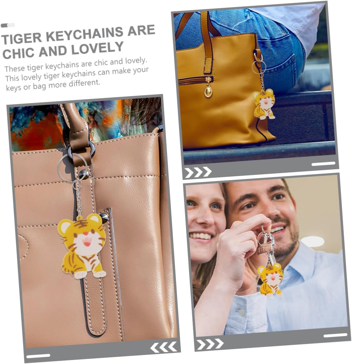 30 Sets Adorable Tiger Keychains for Bags and Key Rings