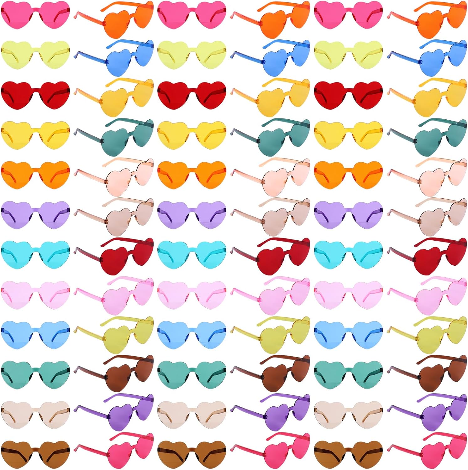 72 Pairs Heart Shaped Sunglasses in Candy Colors