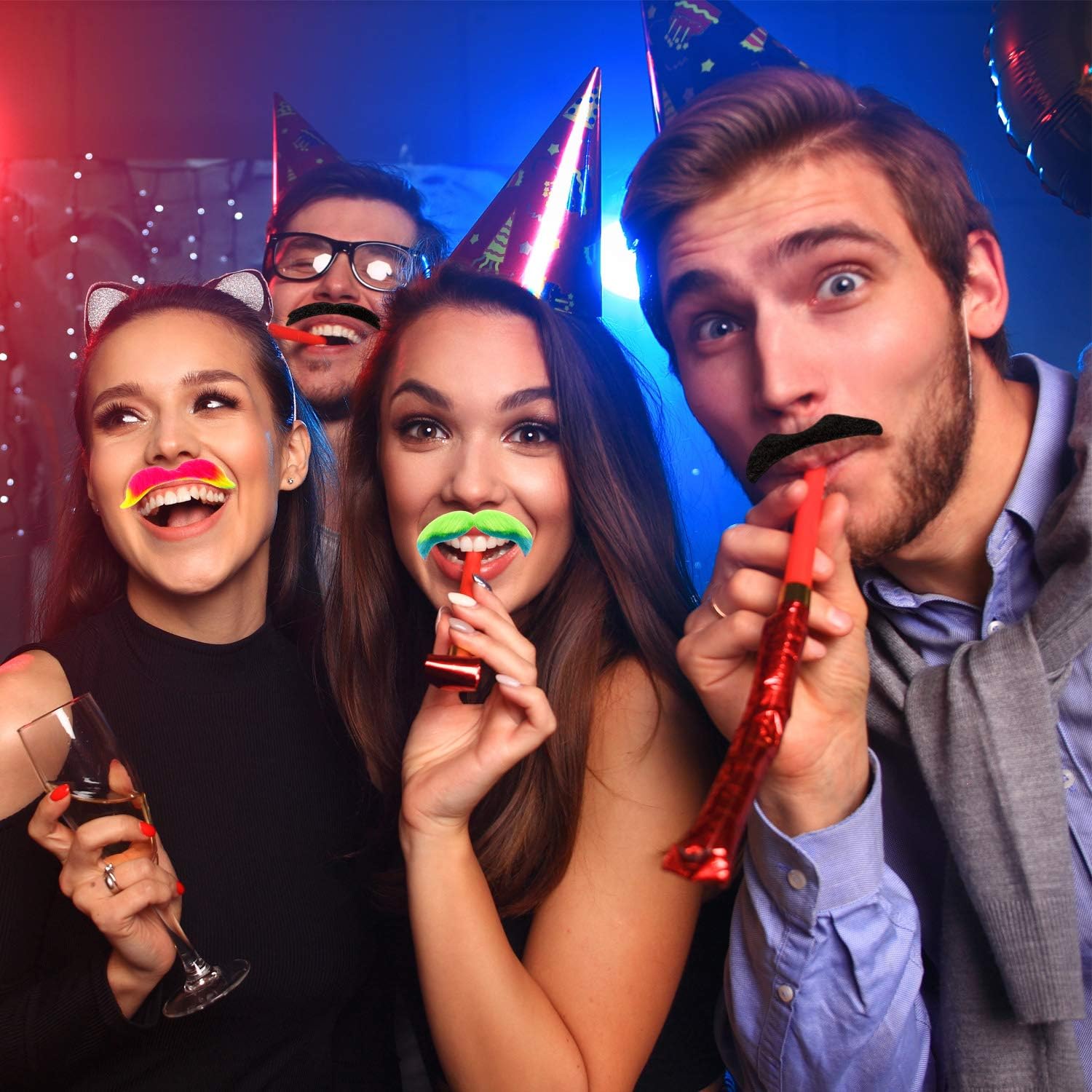 48 Piece Fake Mustache Set for Costume Parties