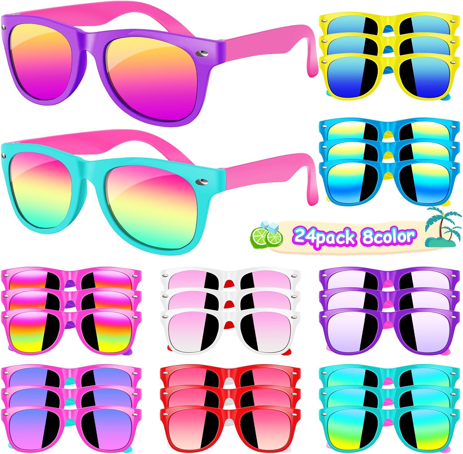 Kids Party Sunglasses 24PCS Bulk for Ages 3-8