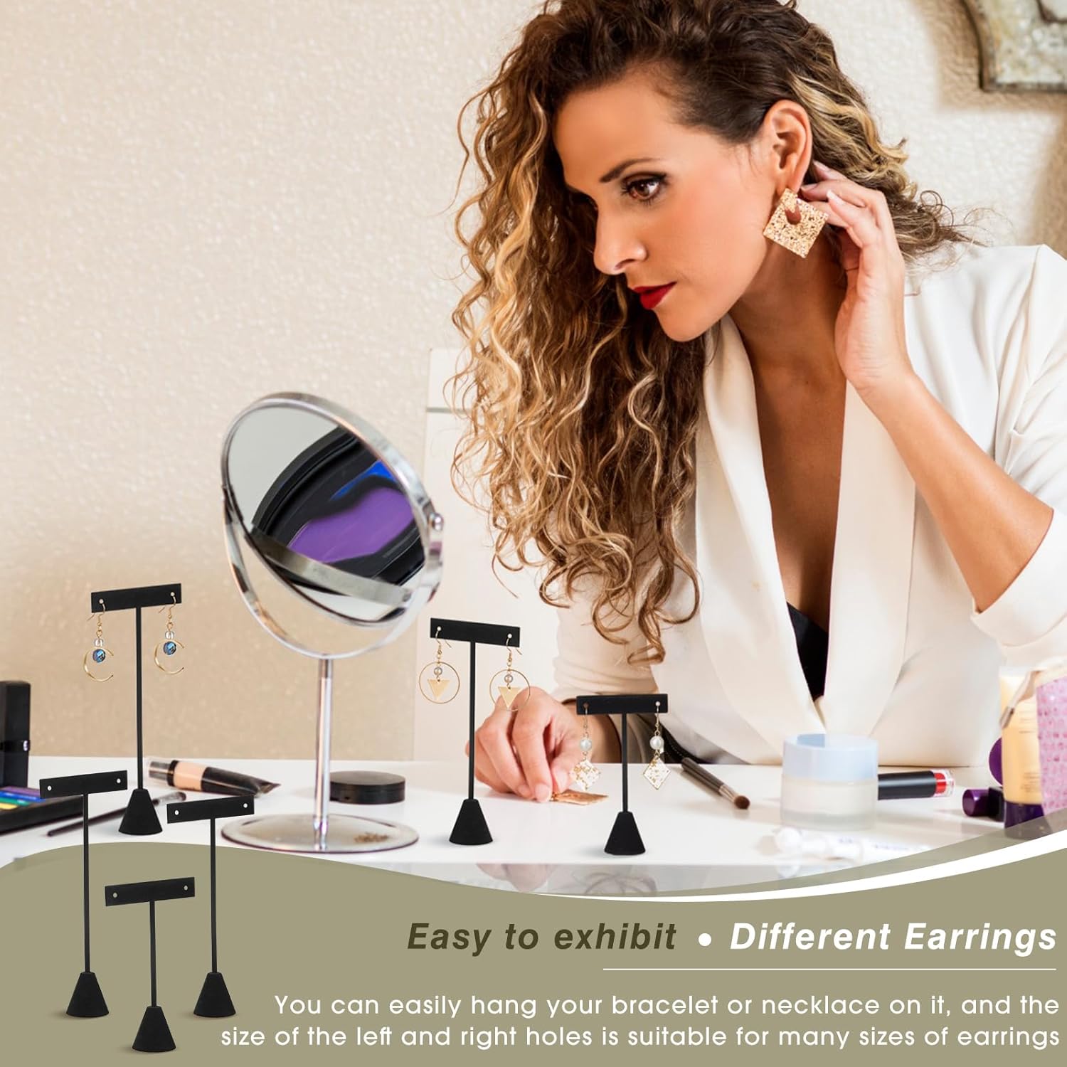 Marsui 12 Pcs Earring Display Stand Set with 3 Heights