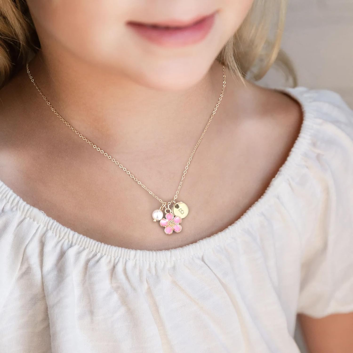 Flower Girl Proposal Initial Letter Necklace