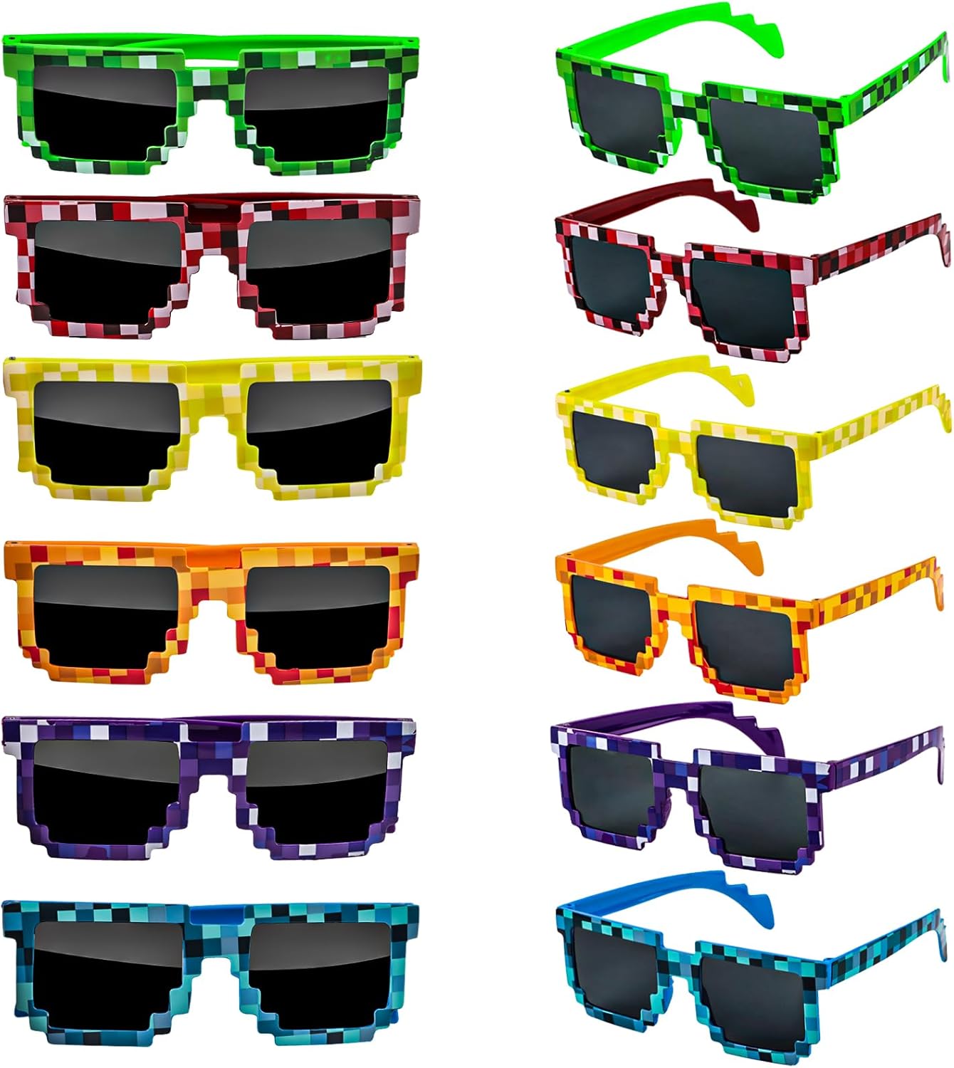 KIMOBER 12 Pack Pixel Sunglasses 6 Colors