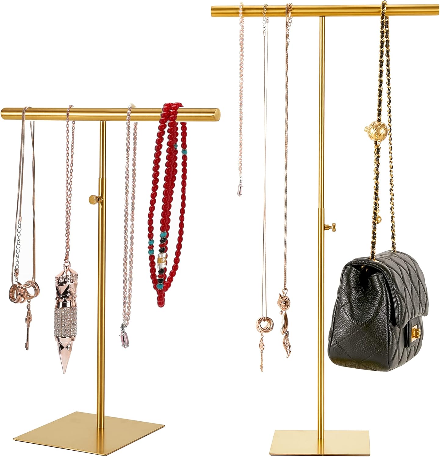 Stainless Steel Jewelry Tower Stand 2Pcs Adjustable Height for Necklaces and Bracelets