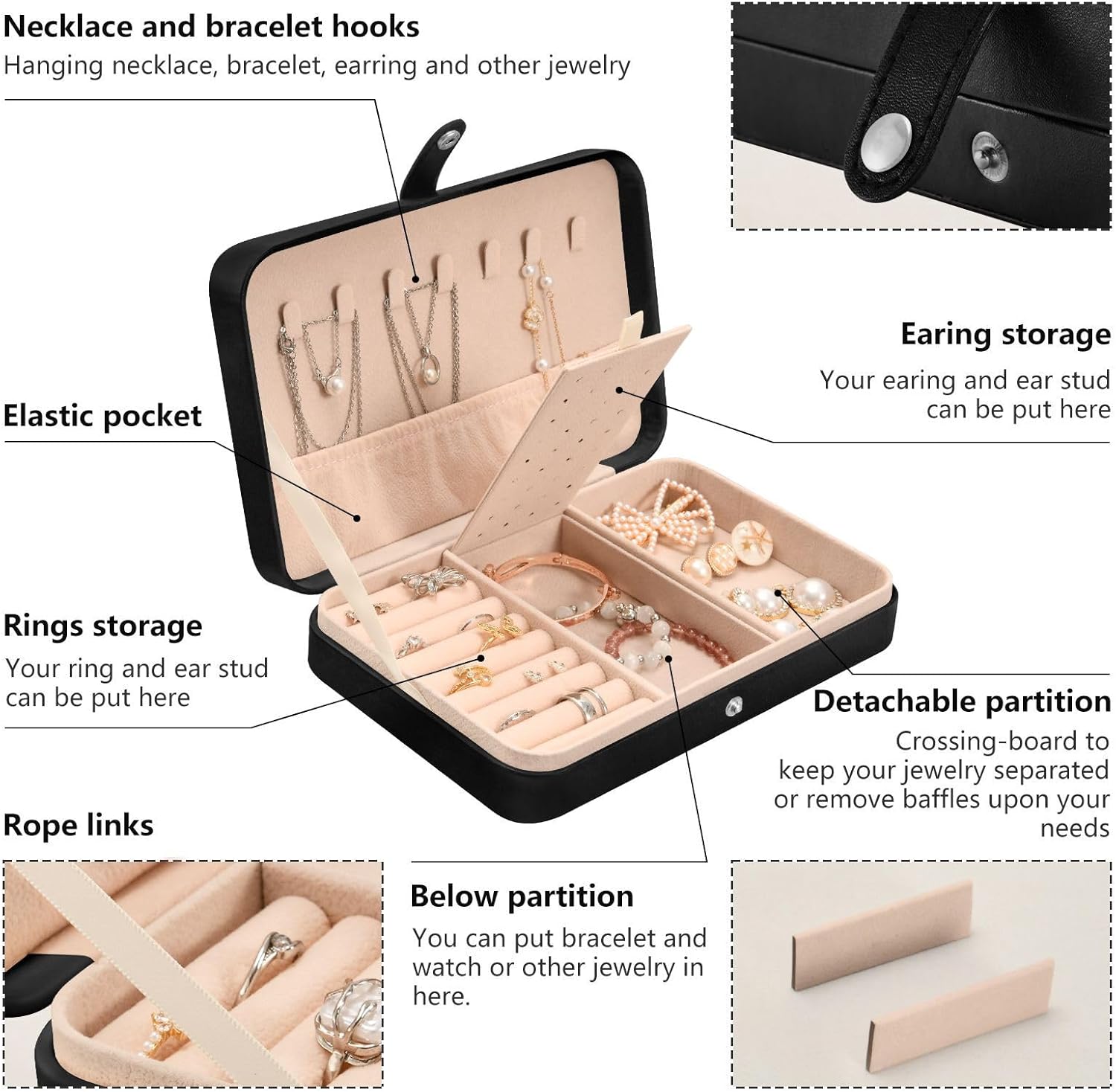 Snowman and Candle Jewelry Box PU Leather Travel Organizer