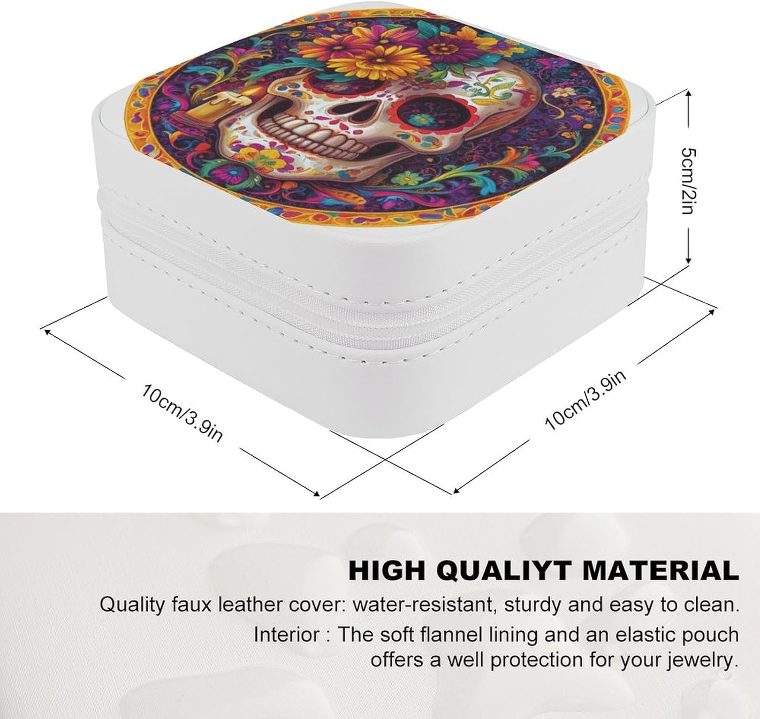 Colorful Skull Travel Jewelry Case for Women