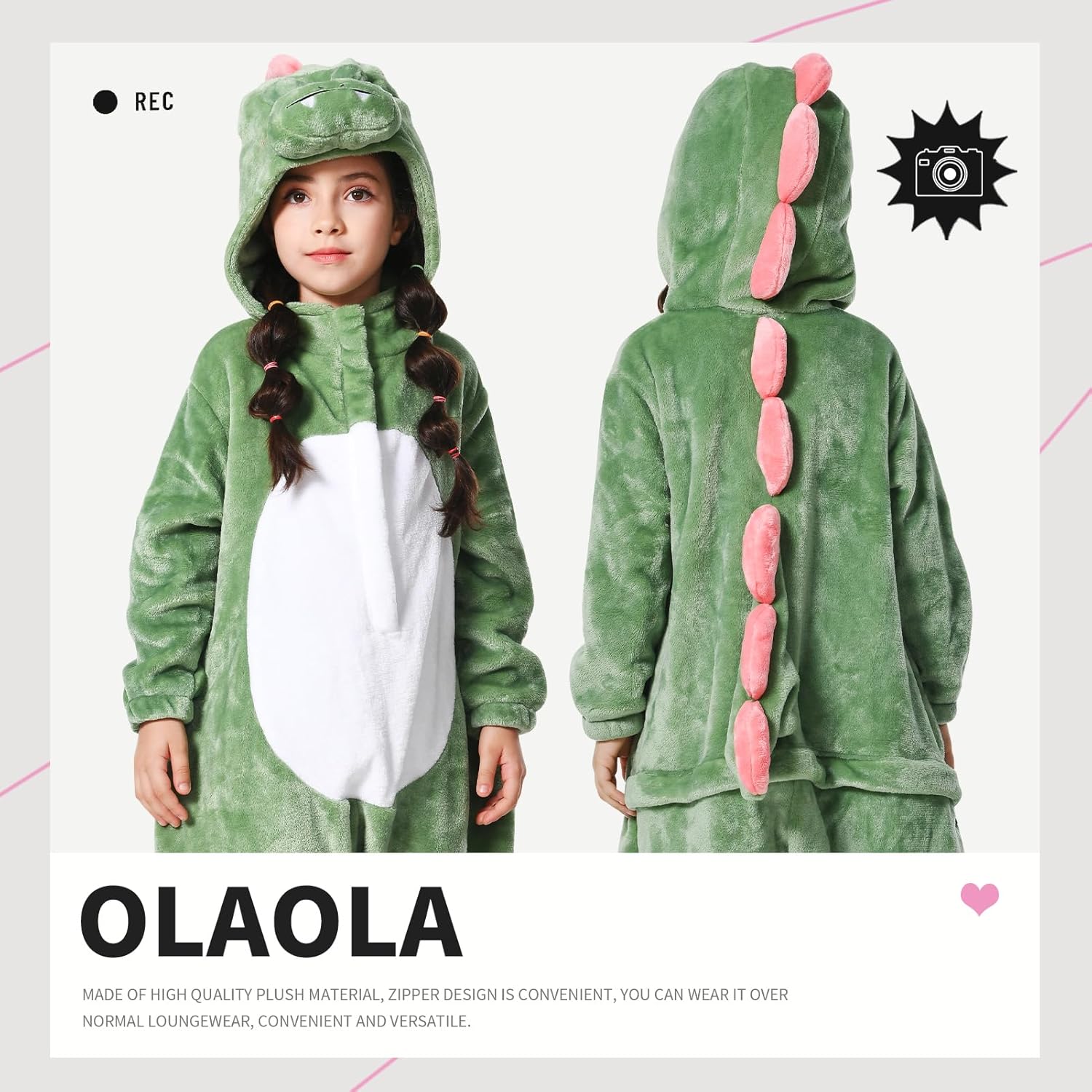 OLAOLA Kids Animal Onesie Unisex Plush Cosplay Pajamas