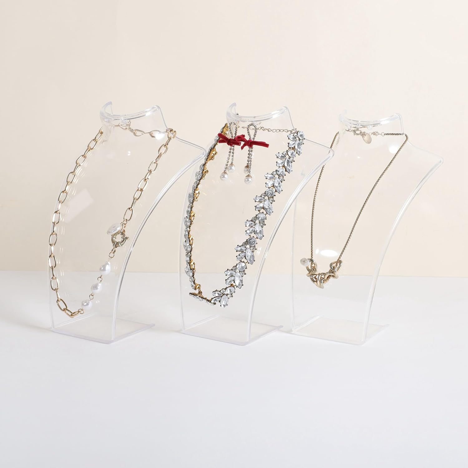 GemeShou Acrylic Jewelry Display Stand Set of 3