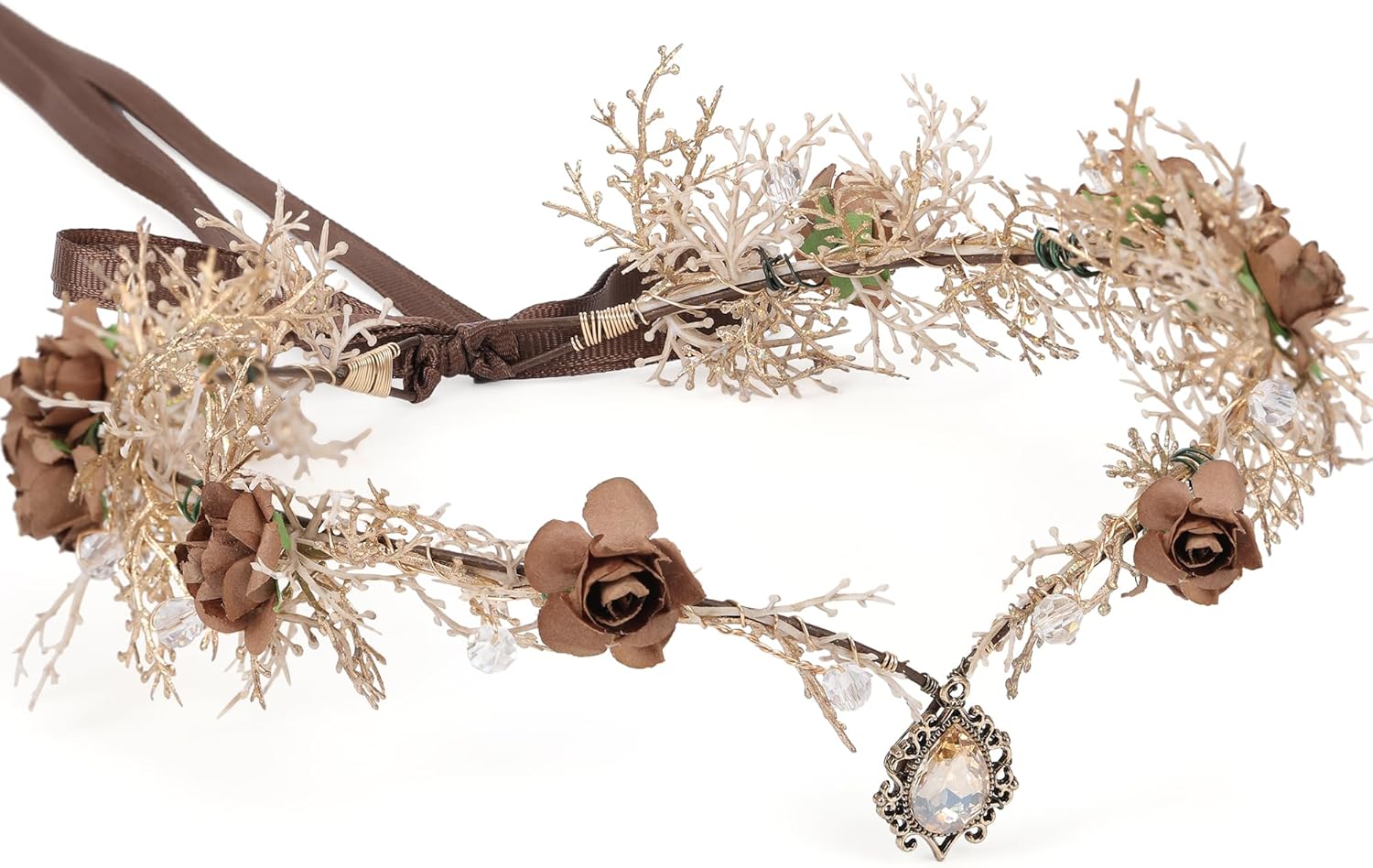 MOSTORY Fairy Flower Crown for Women - Woodland Elf Headwear Costume Accessory