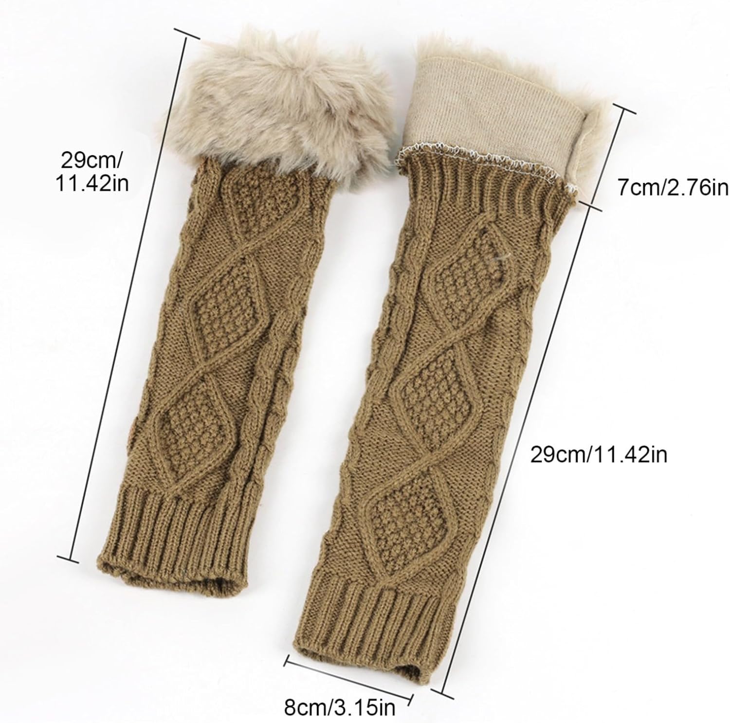 Womens Furry Cuff Arm Warmers with Thumb Hole