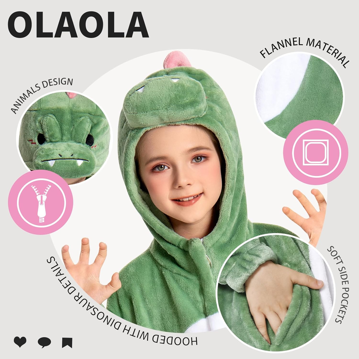 OLAOLA Kids Animal Onesie Unisex Plush Cosplay Pajamas