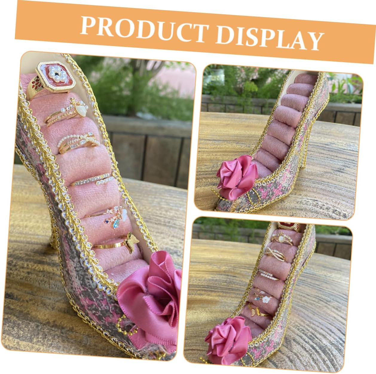 FOMIYES High Heel Jewelry Display Stand Velvet Organizer