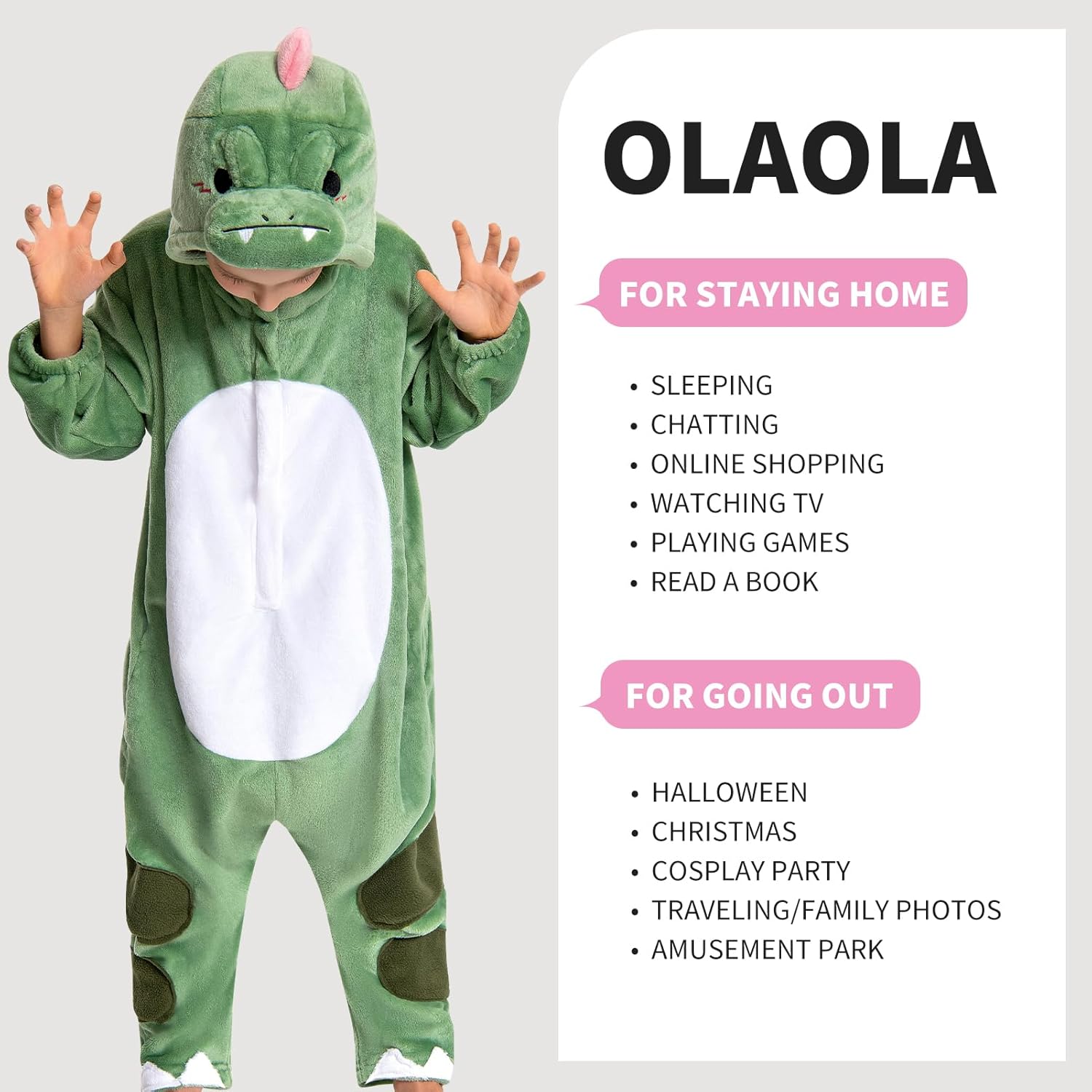 OLAOLA Kids Animal Onesie Unisex Plush Cosplay Pajamas