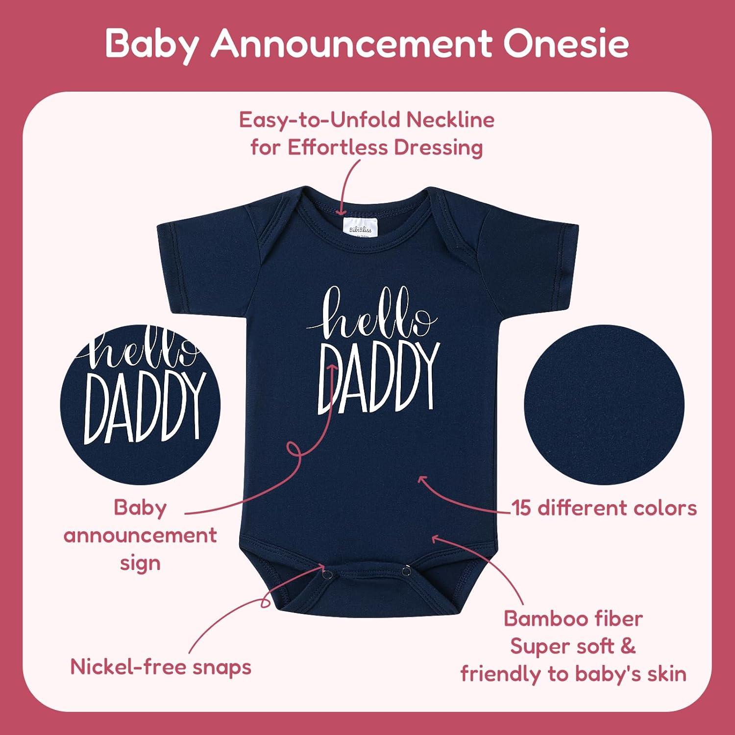 Hello Daddy Baby Announcement Onesie for Grandparents