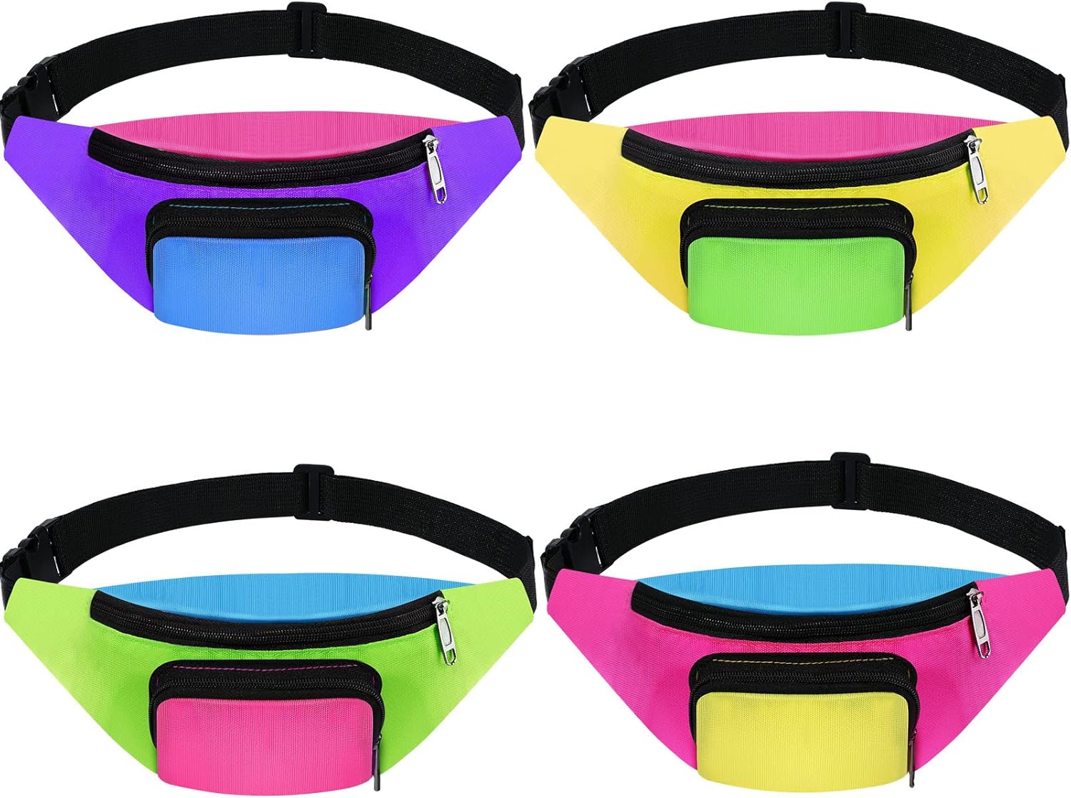 Tarpop 16 Pieces Neon Retro Fanny Pack Belt Bag