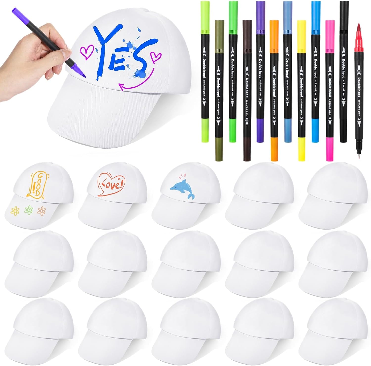 DIY Hats Set with 12 Pens for Kids Creative Halloween Art