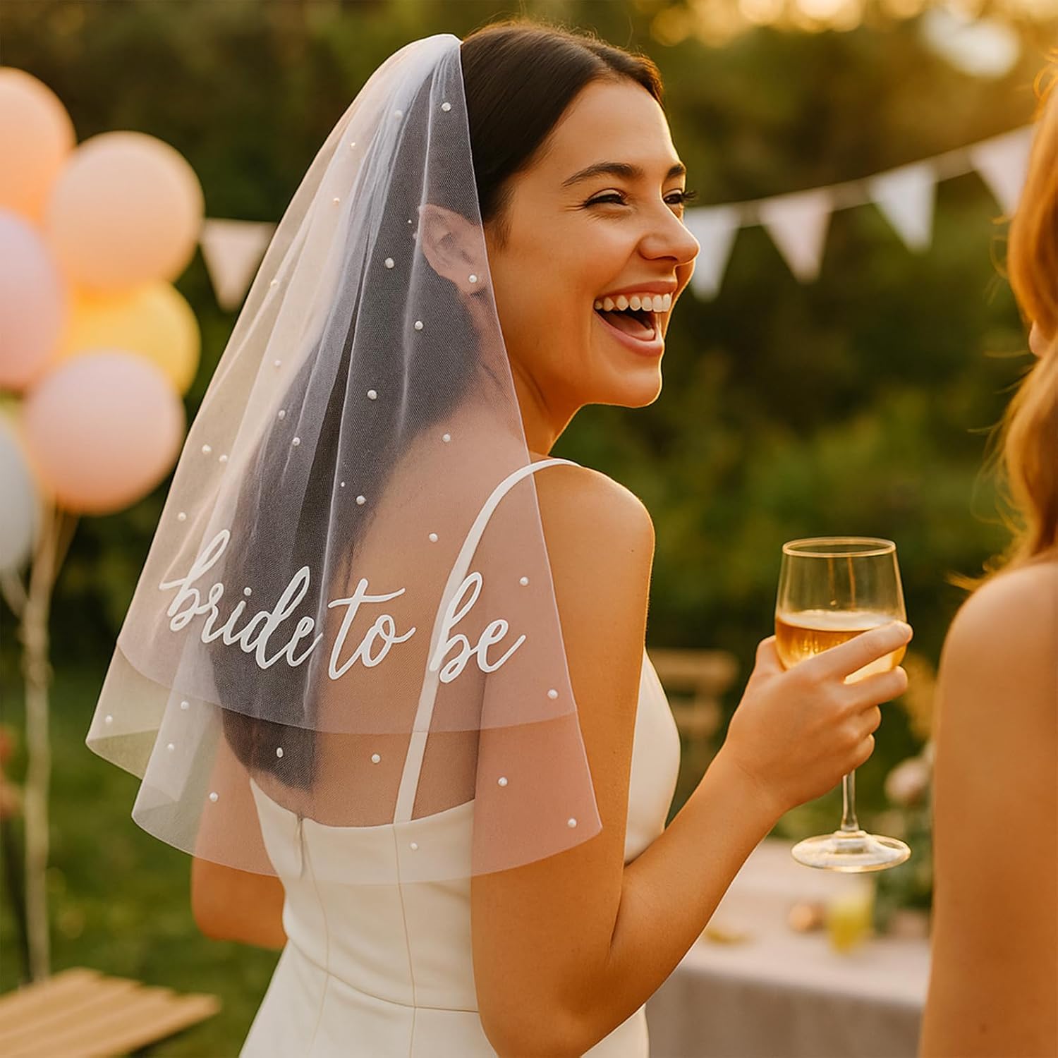 Bride to Be Sash Veil with Pearls
