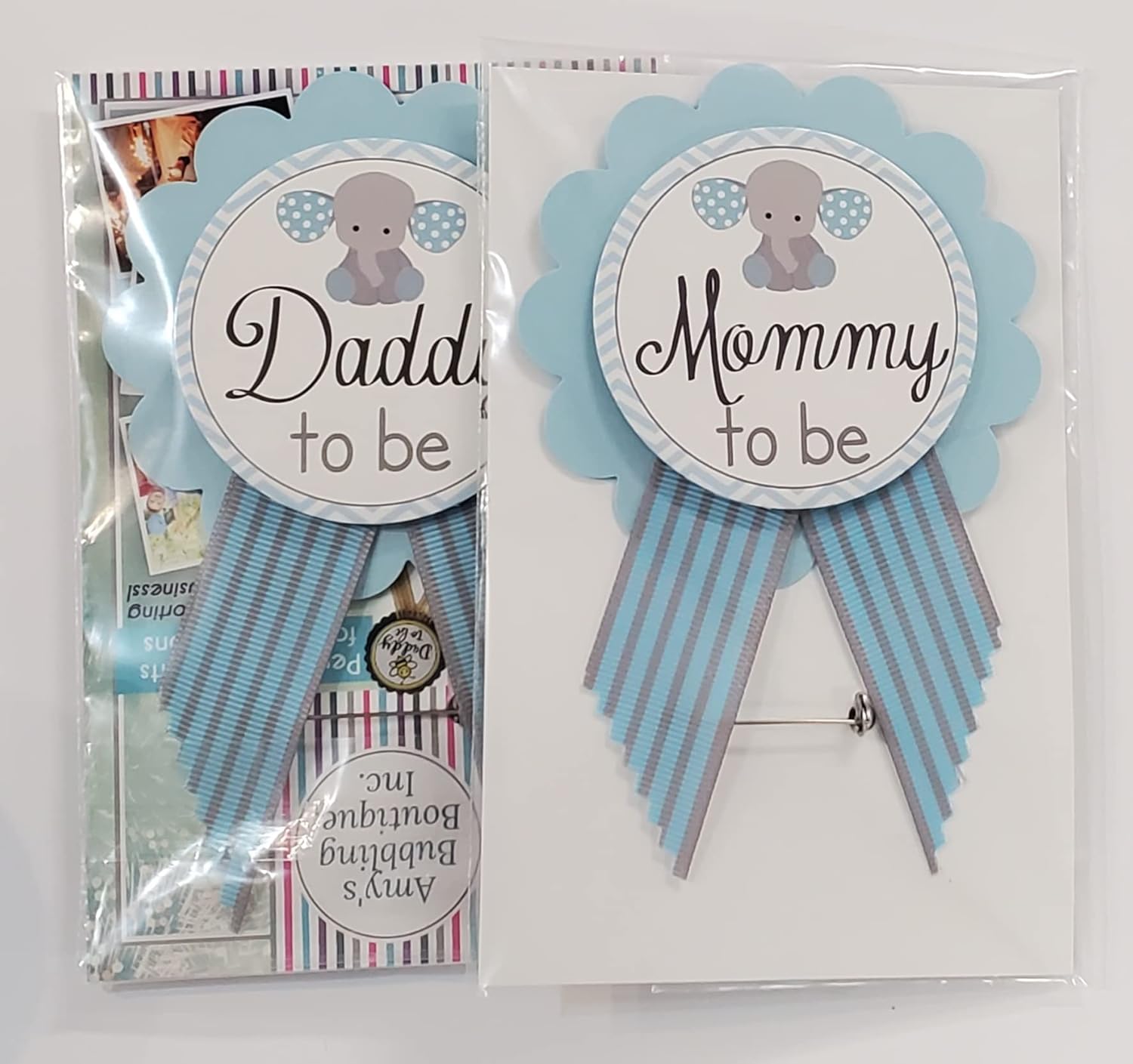 Mommy Daddy to Be Button Pins Elephant Baby Shower