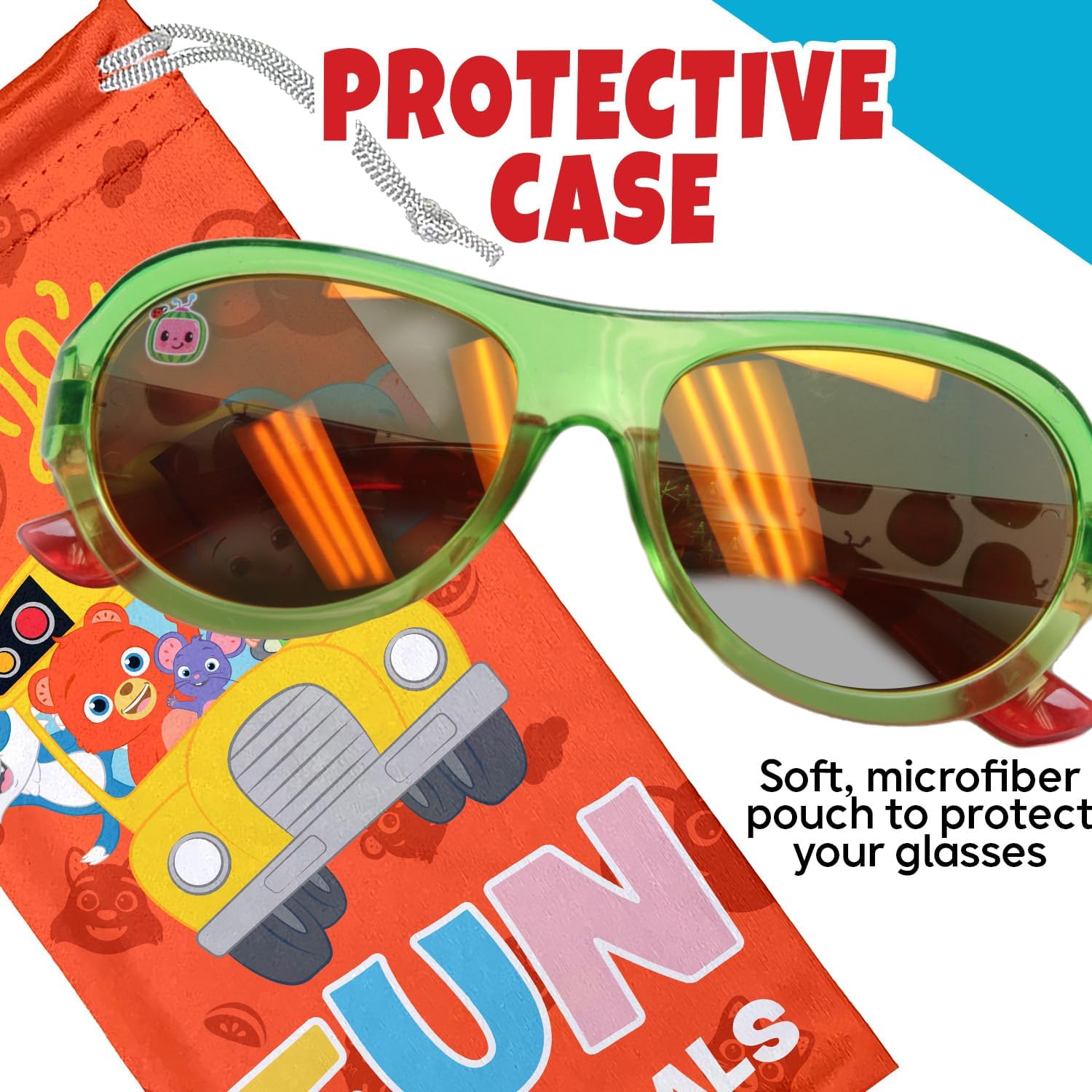 Sun-Staches Kids Sunglasses with UV Protection and Soft Carry Case