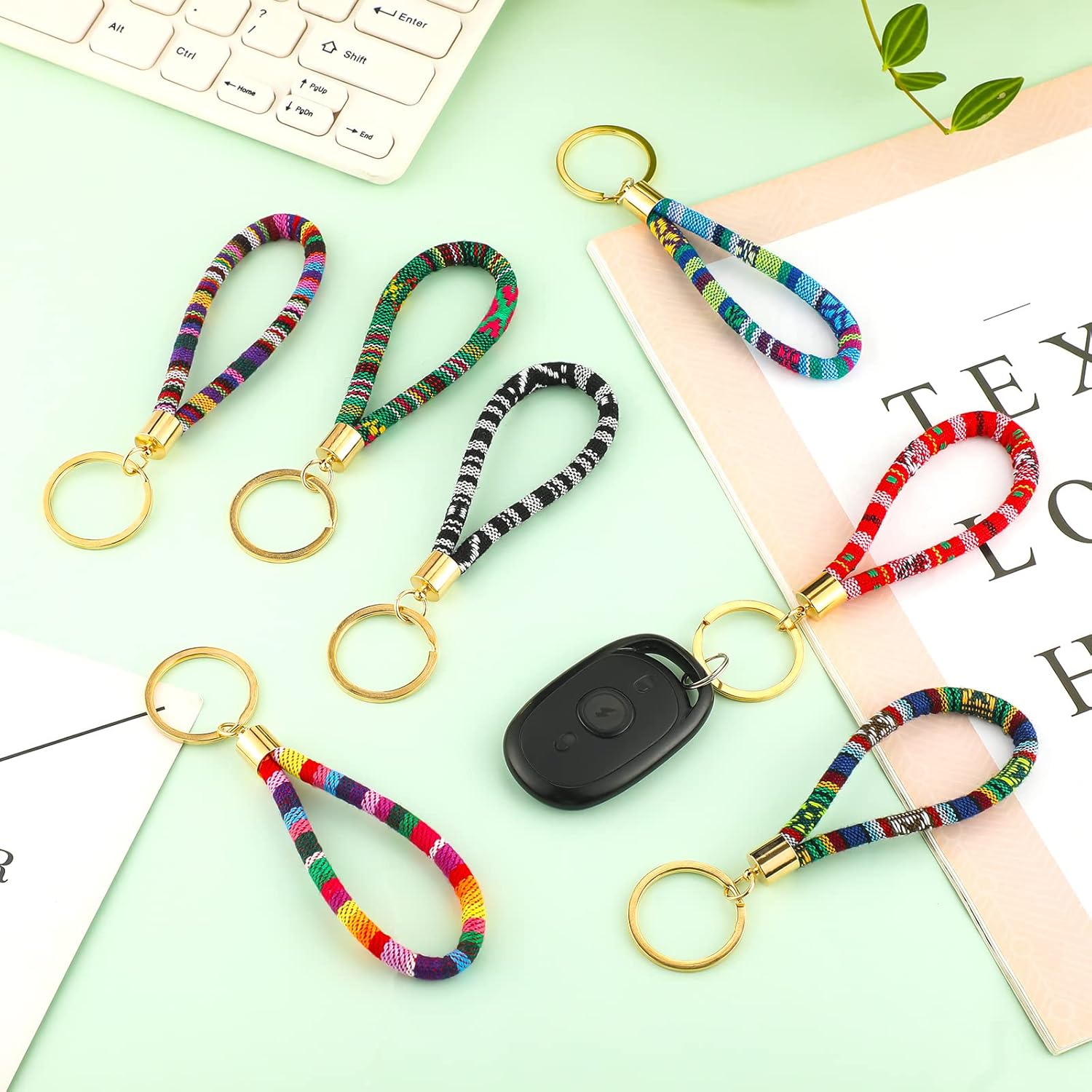 Junkin 24 Pcs Boho Keychains Summer Decor