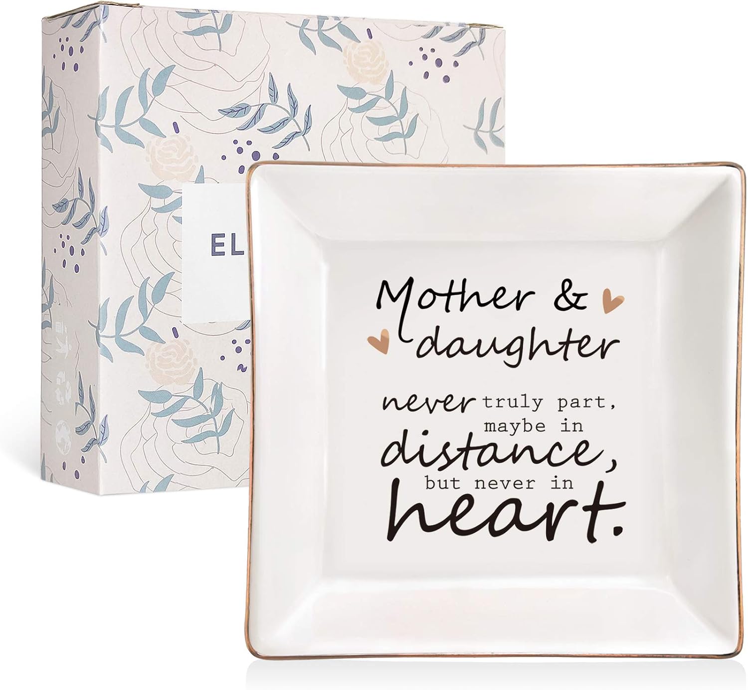 ELEGANTPARK Ceramic Jewelry Dish for Mother and Daughter