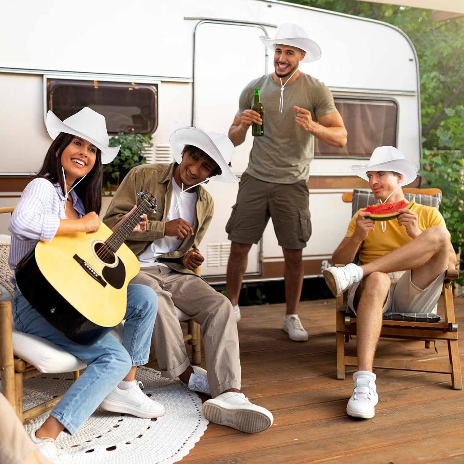 Dicunoy Pack of 4 White Cowboy Hats for Men Women Teens