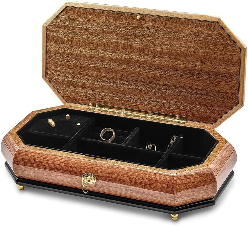 Diamond2Deal Bubinga Veneer Music Box Key Lock
