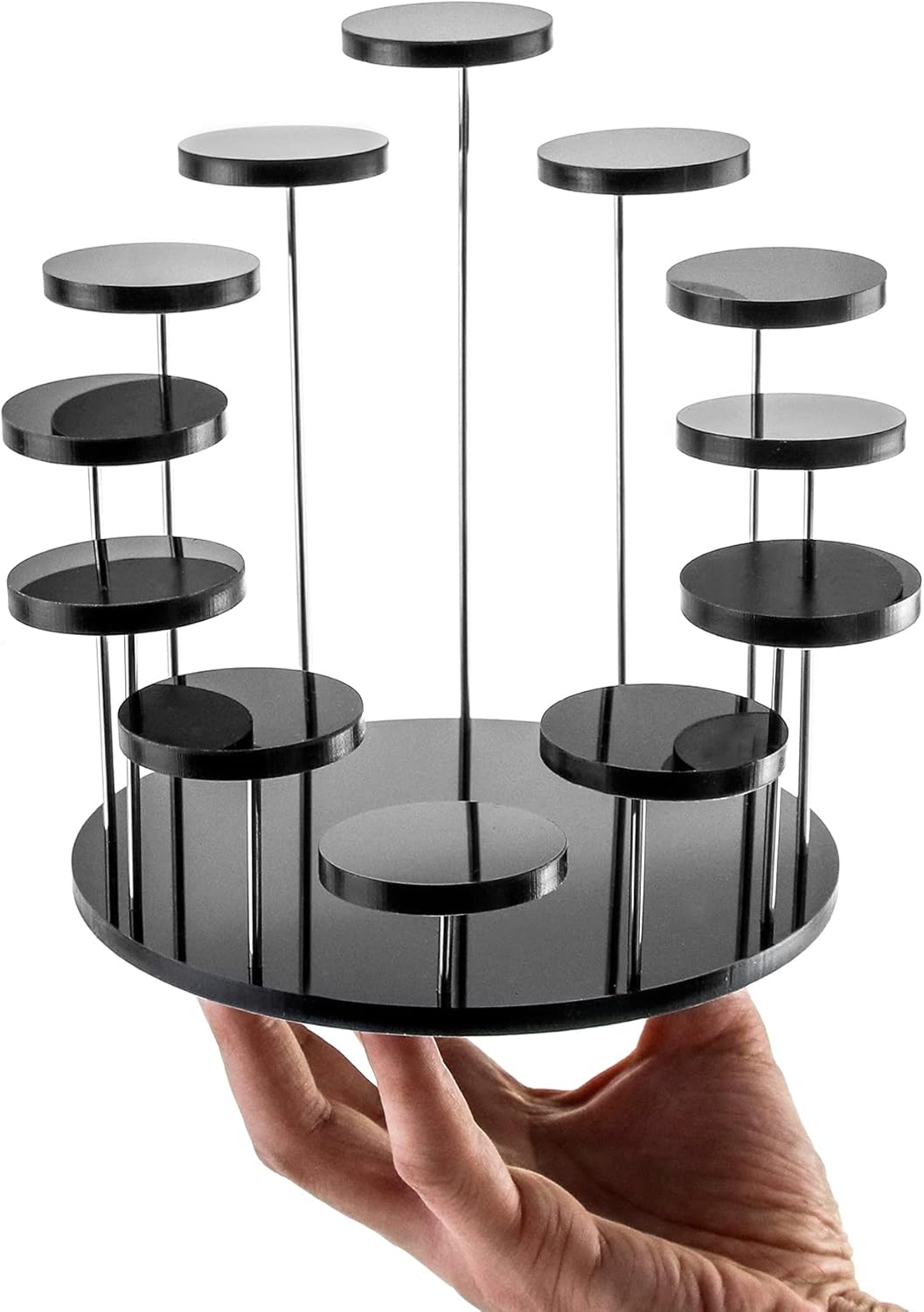 QWORK 12 Tier Acrylic Jewelry Display Stand Black