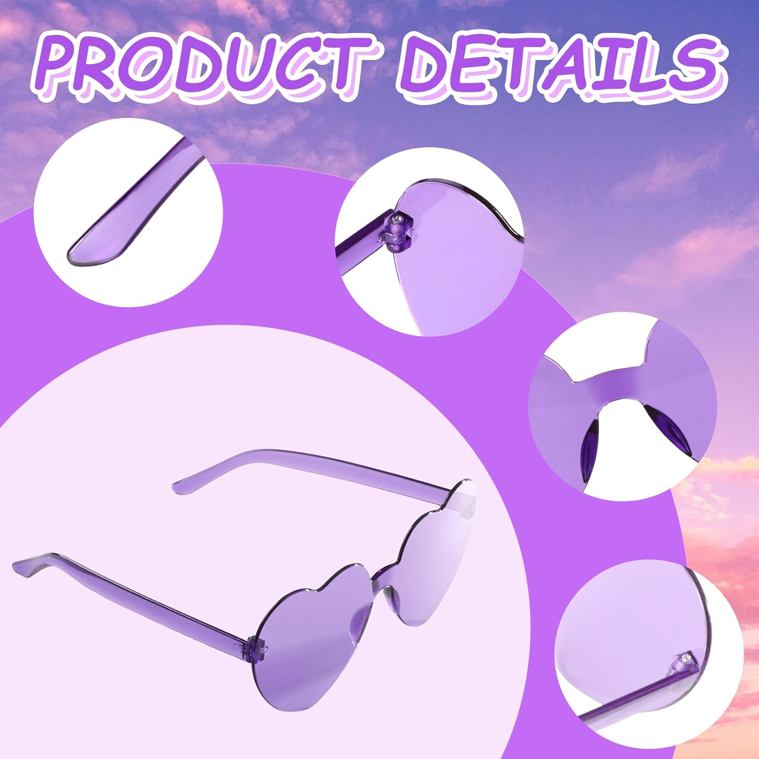 72 Pairs Heart Shaped Sunglasses in Candy Colors