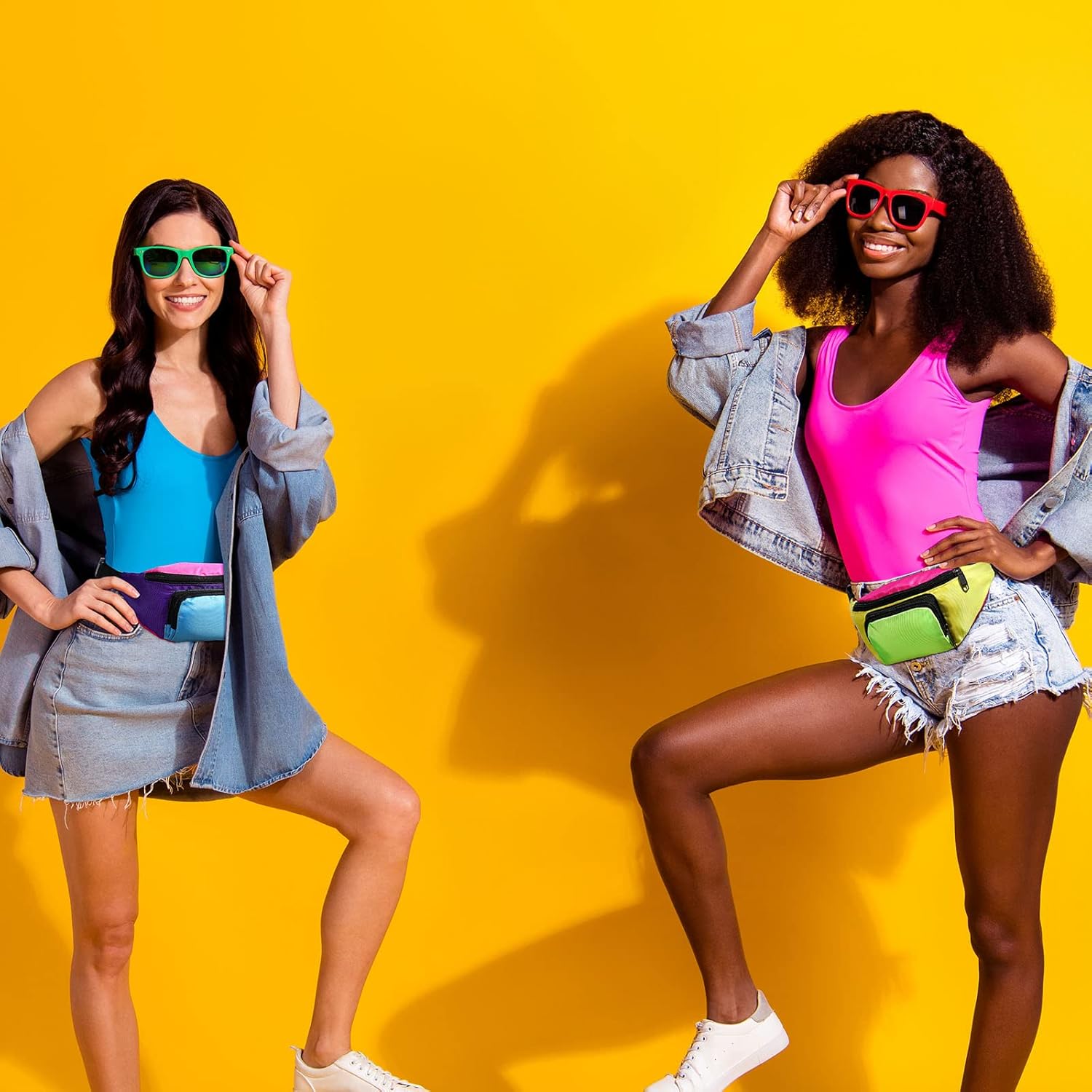 Tarpop 16 Pieces Neon Retro Fanny Pack Belt Bag
