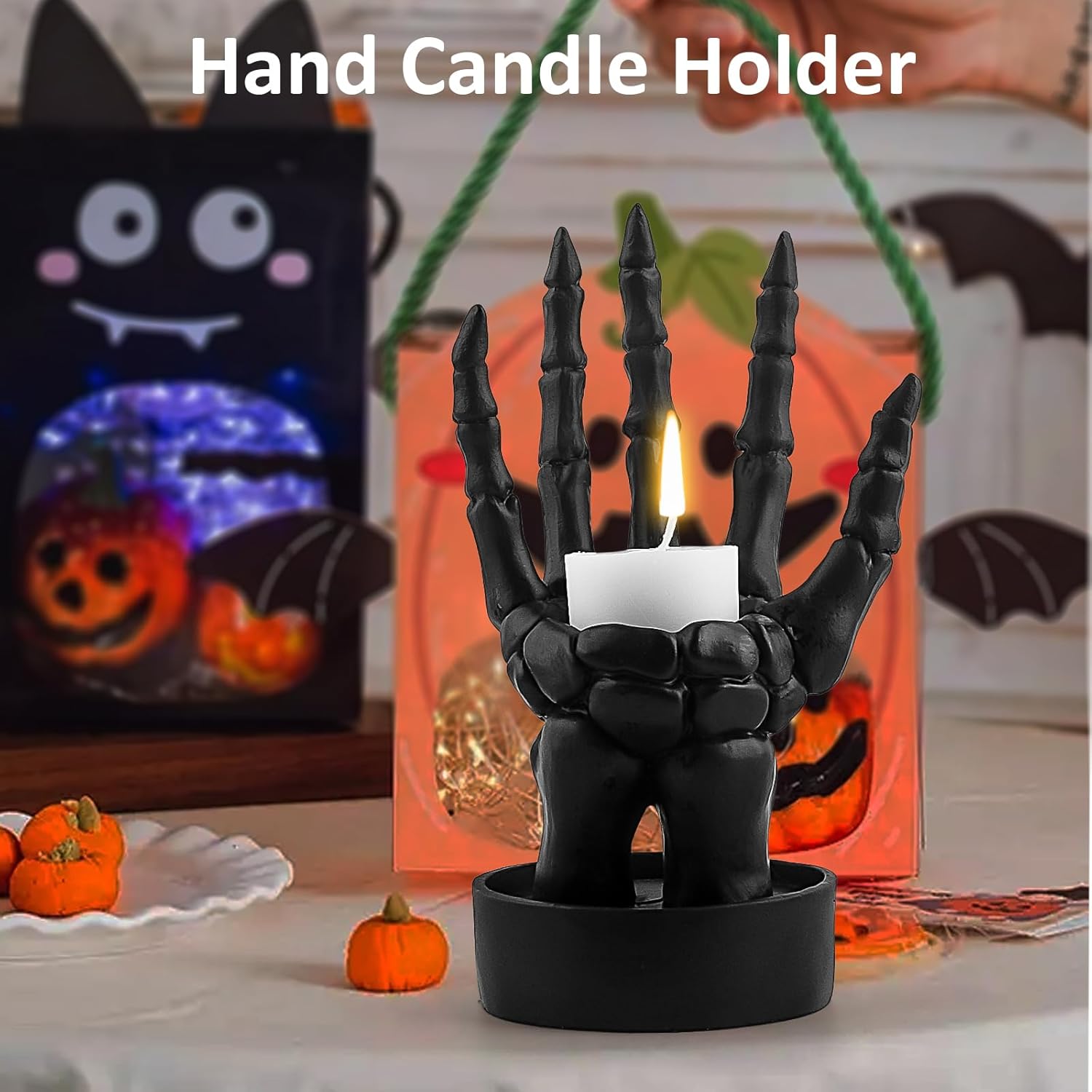 Skeleton Hand Ring Holder Gothic Halloween Decor Black