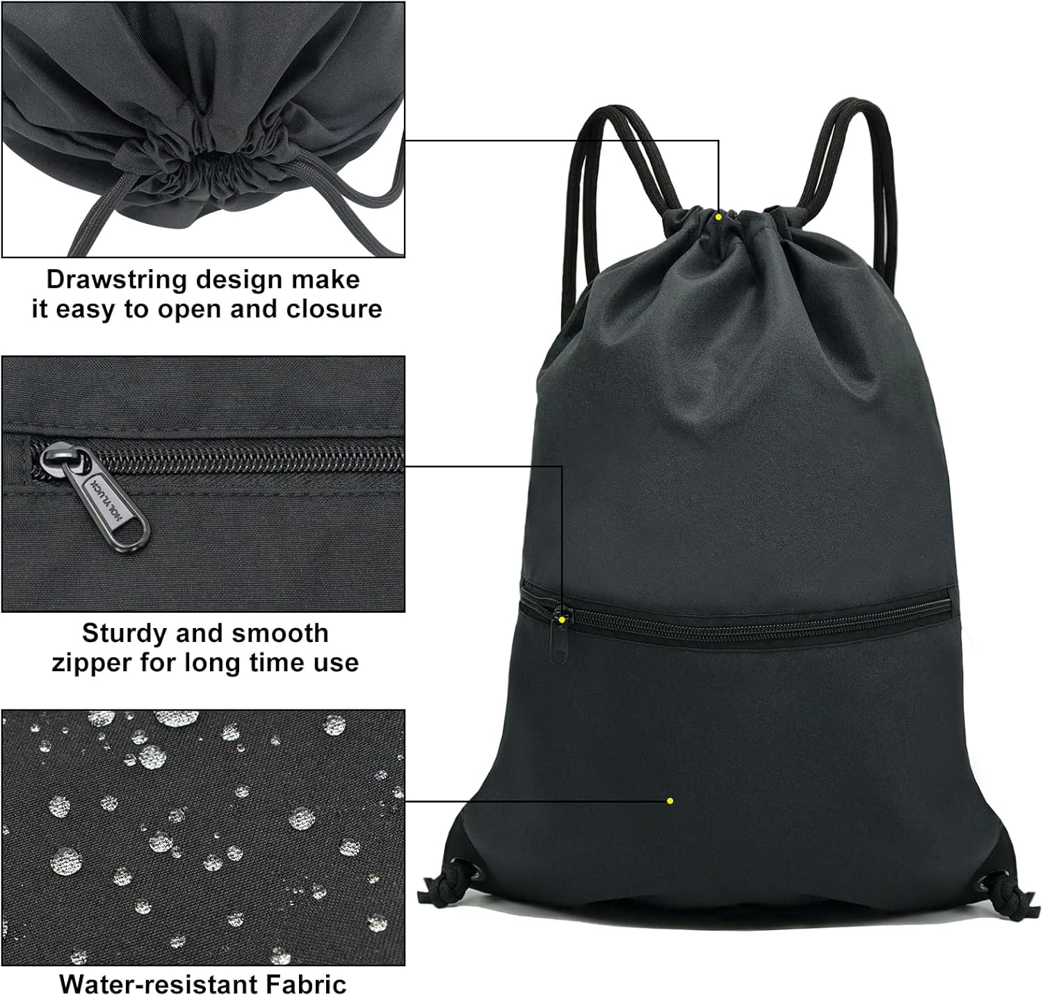 HOLYLUCK Drawstring Backpack Bag for Gym and Sports