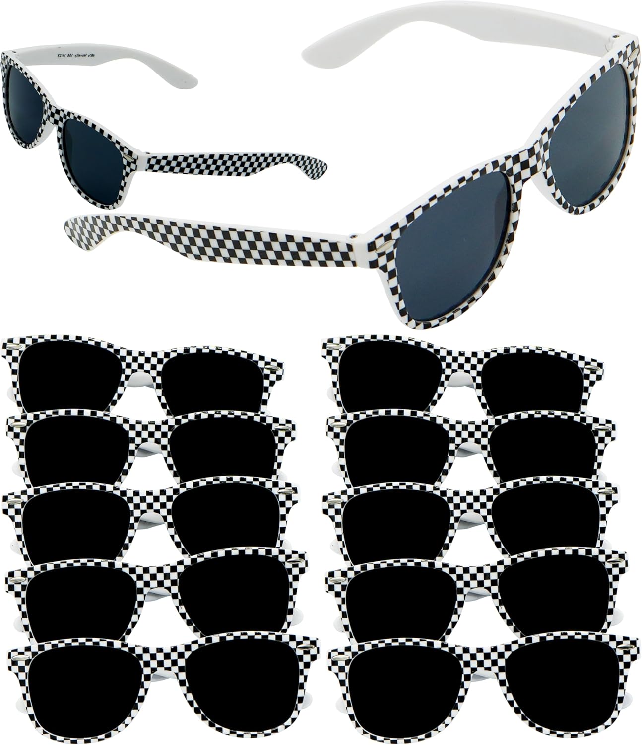 4Es Novelty Race Car Checkered Sunglasses for Kids 12 Pack