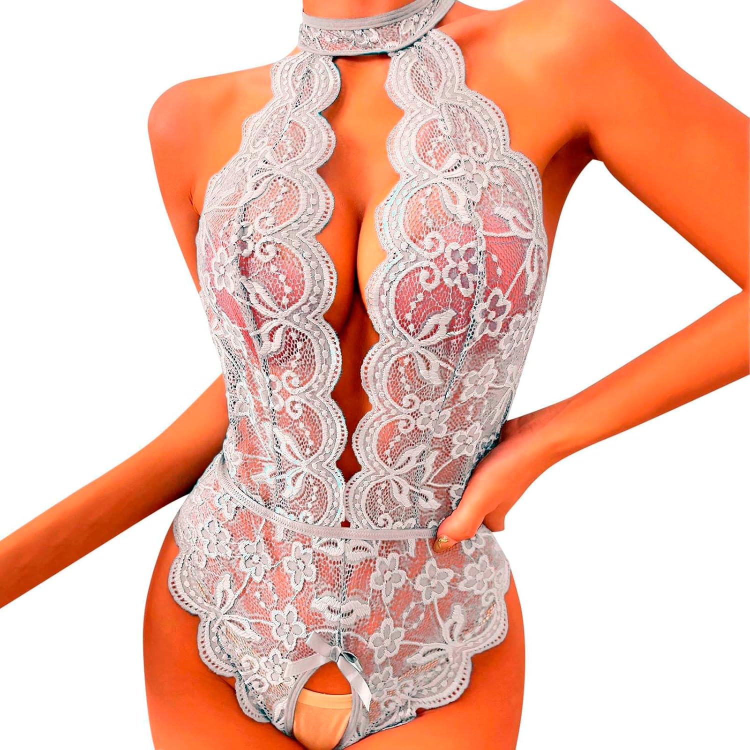 Women Sexy Teddy Babydoll with Suspenders and Lace