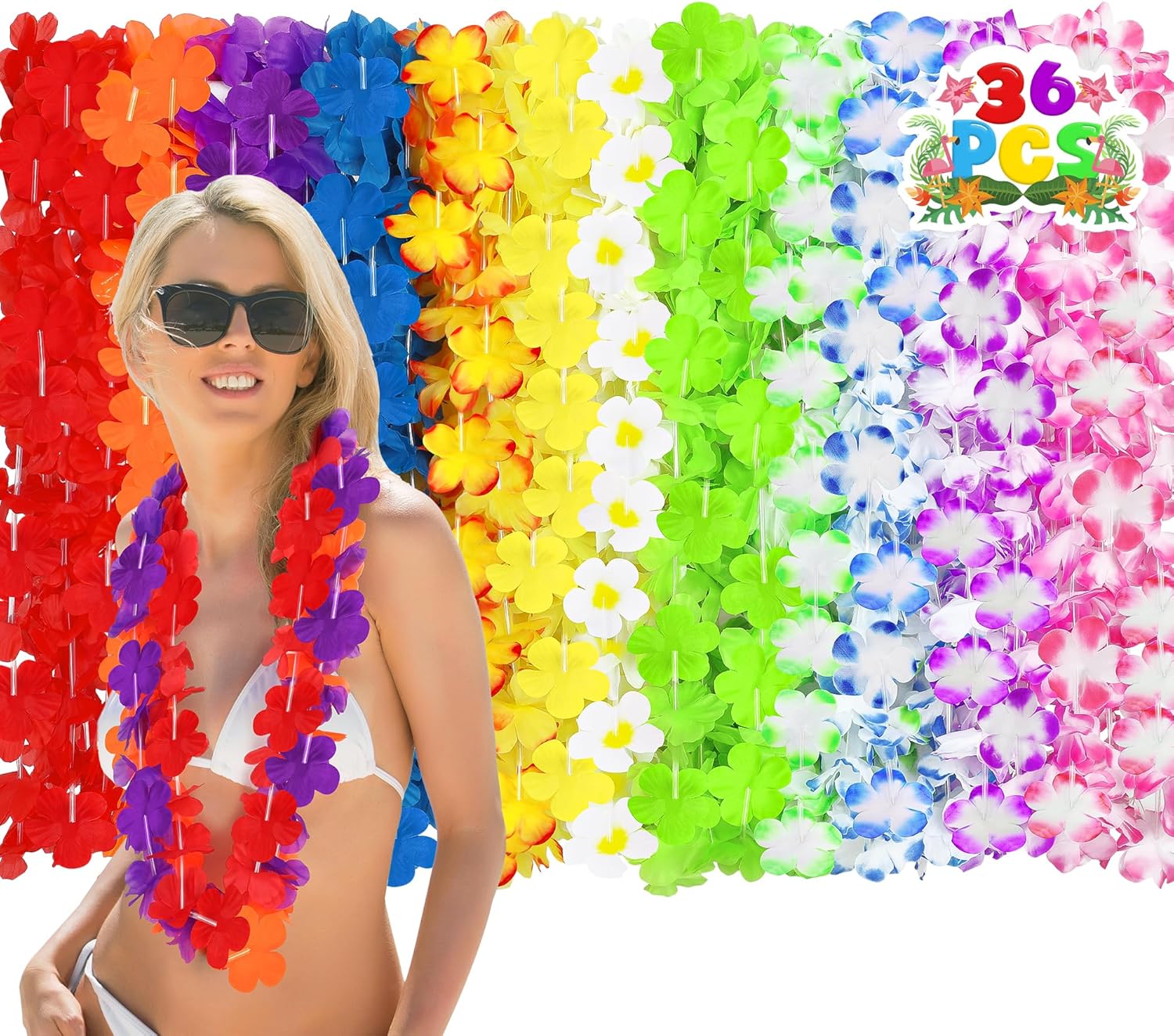Arrowom Luau Party Decorations 36PCS Hawaiian Lei Set