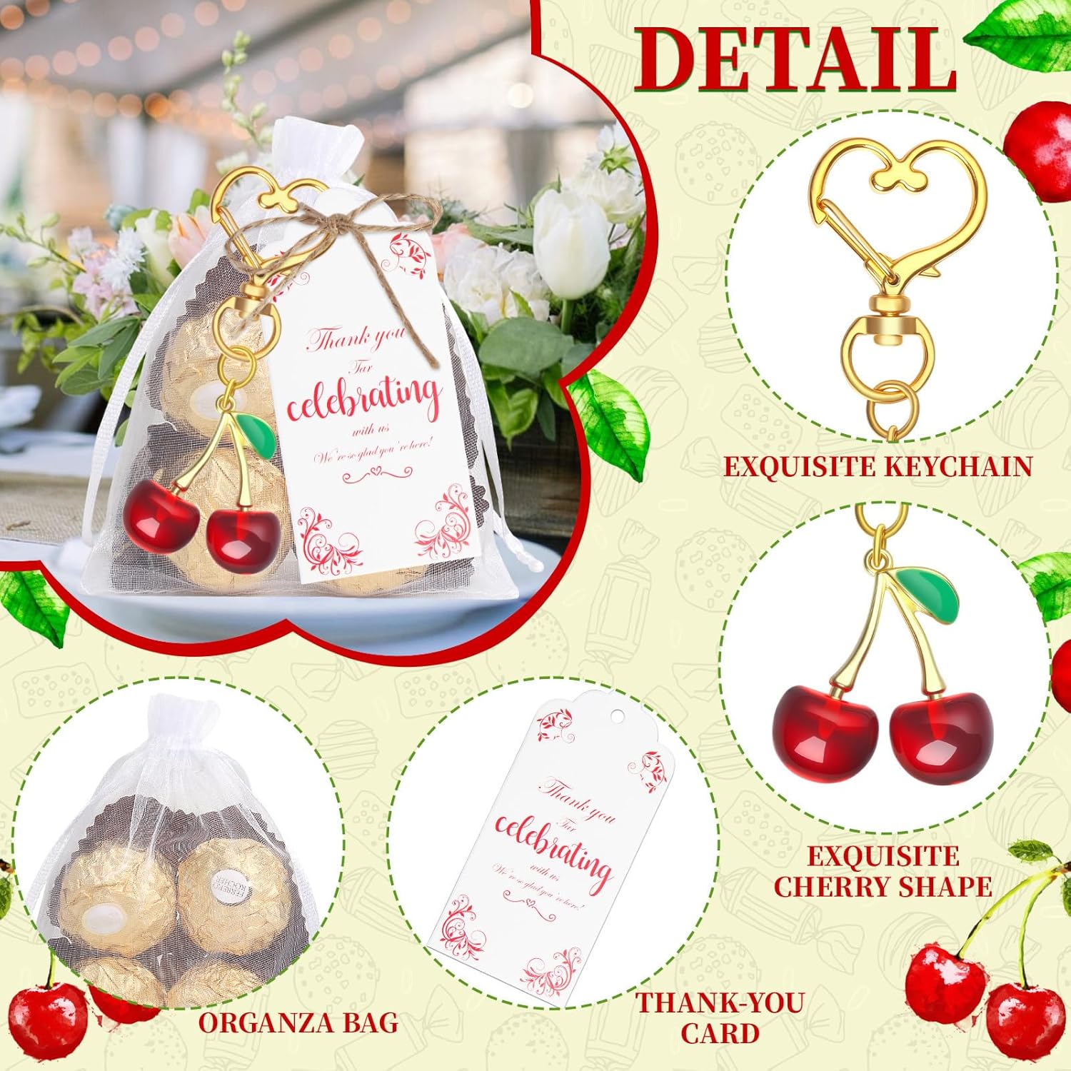 Portable Resin Alloy Cherry Keychain Decorations