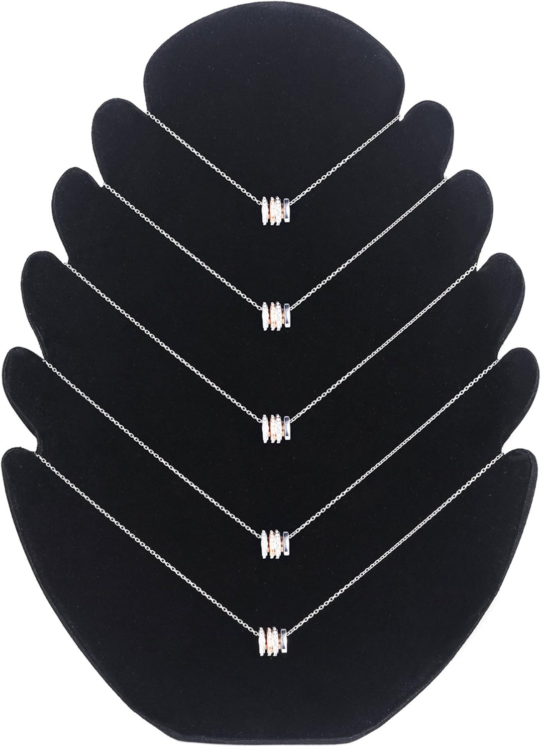 Black Velvet Necklace Display Stand with 5 Notches
