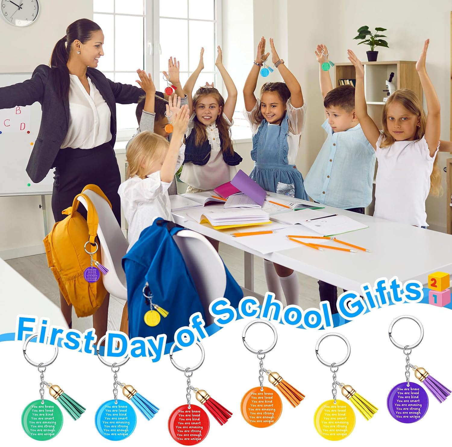 Inspirational Rainbow Keychain with Tassels for Kids