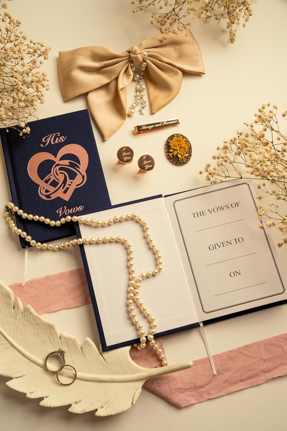 IMPRESS Vow Books His and Hers Wedding Linen Foil Stamped