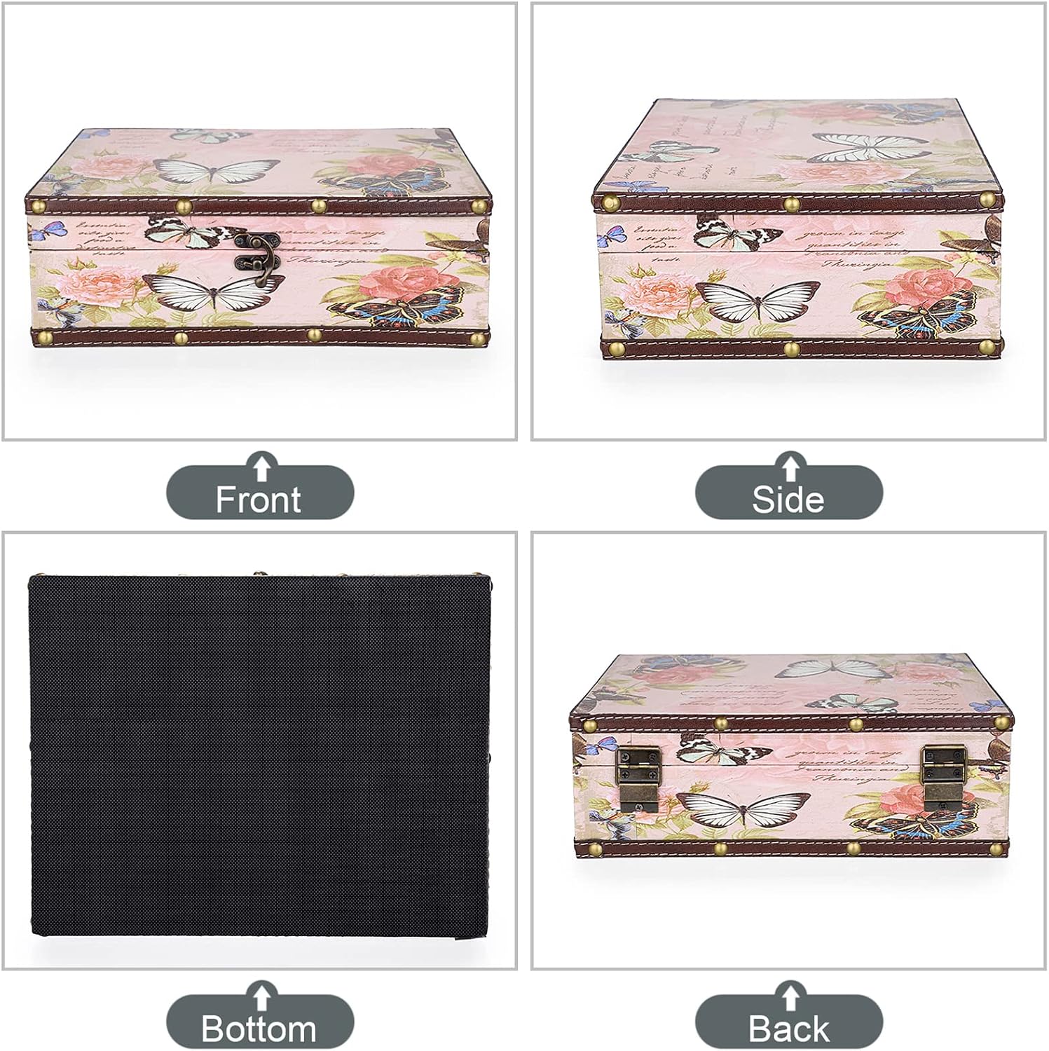 Elldo0 Butterfly Treasure Chest Box for Jewelry and Keepsakes