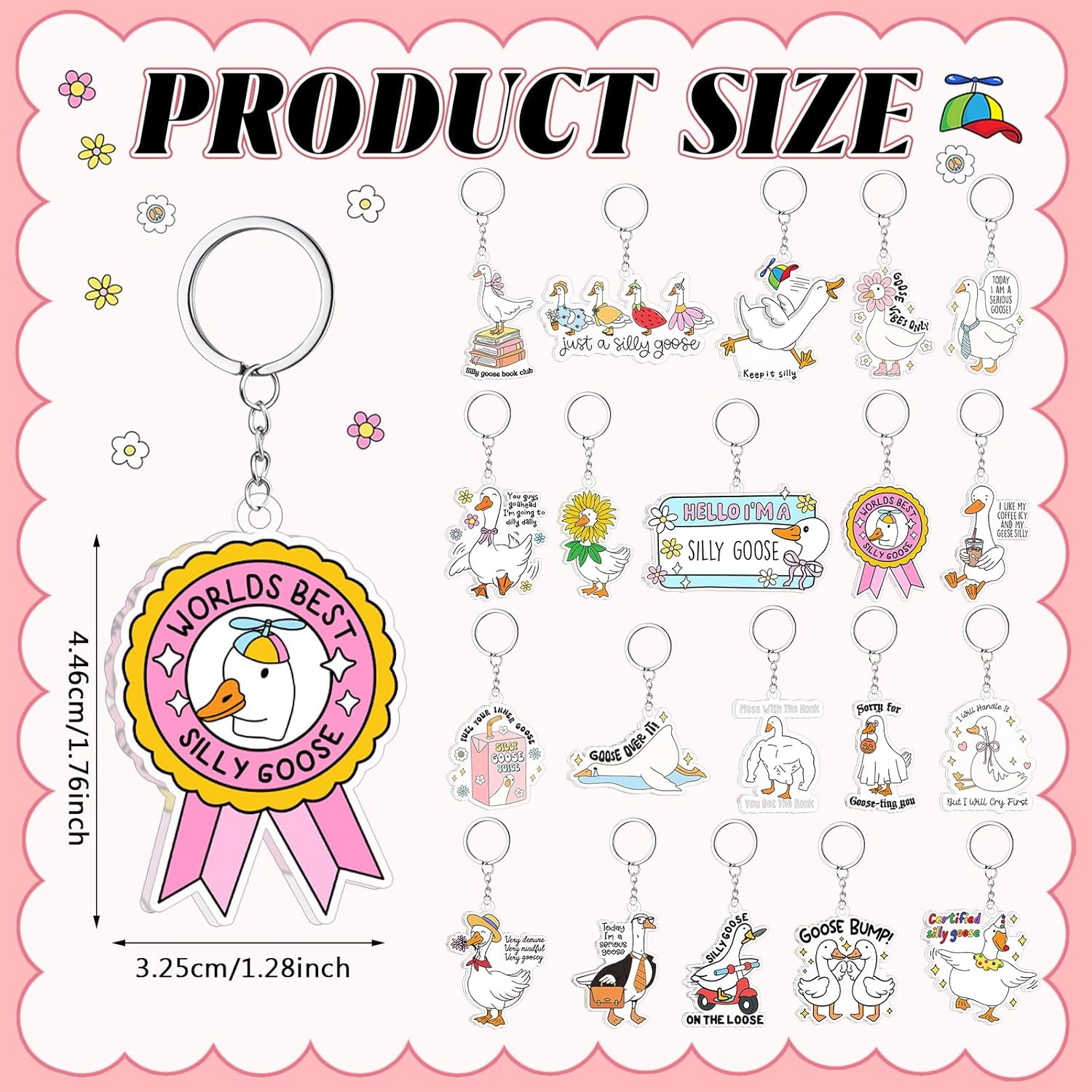 100 Pcs Silly Goose Keychains Bulk Pack