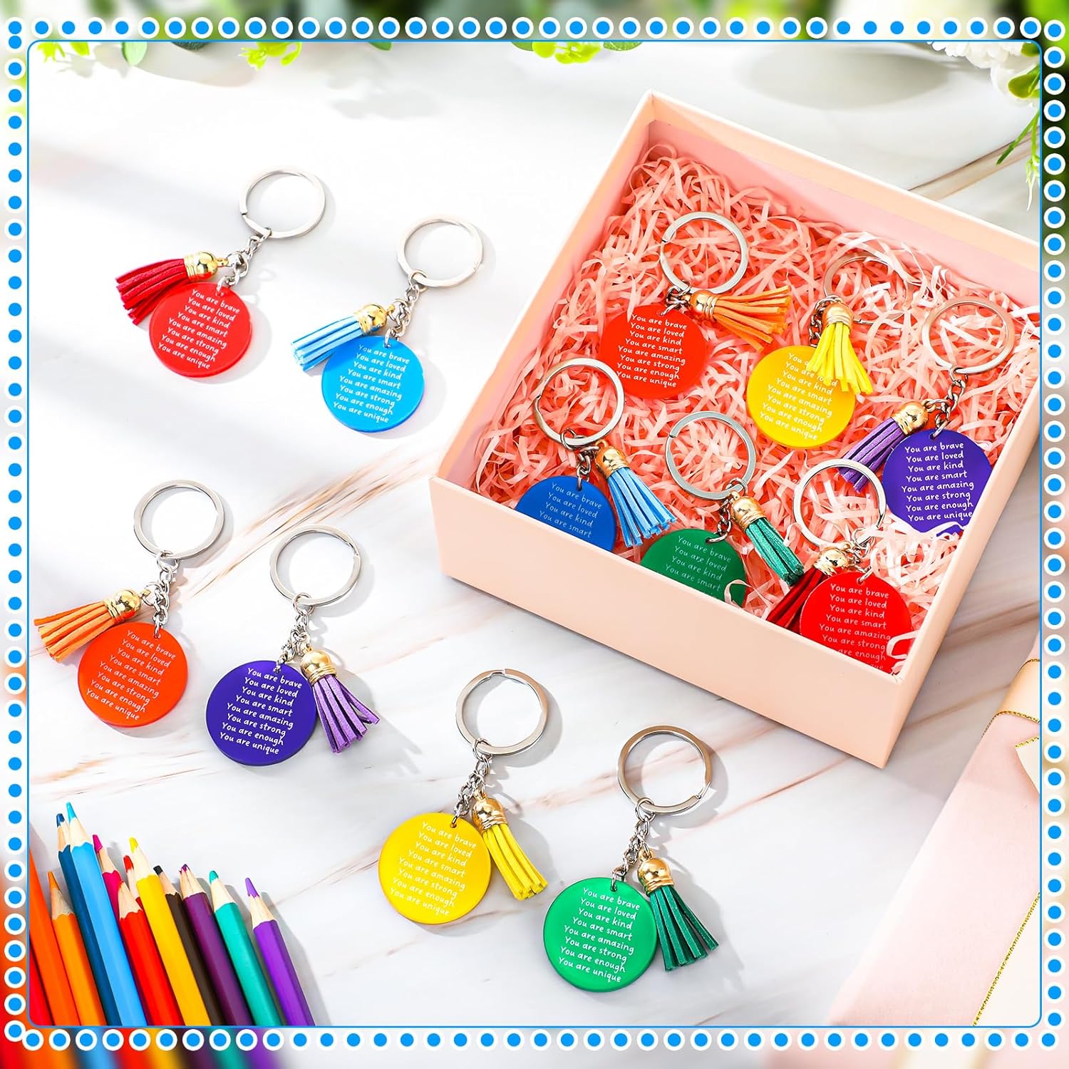 Inspirational Rainbow Keychain with Tassels for Kids
