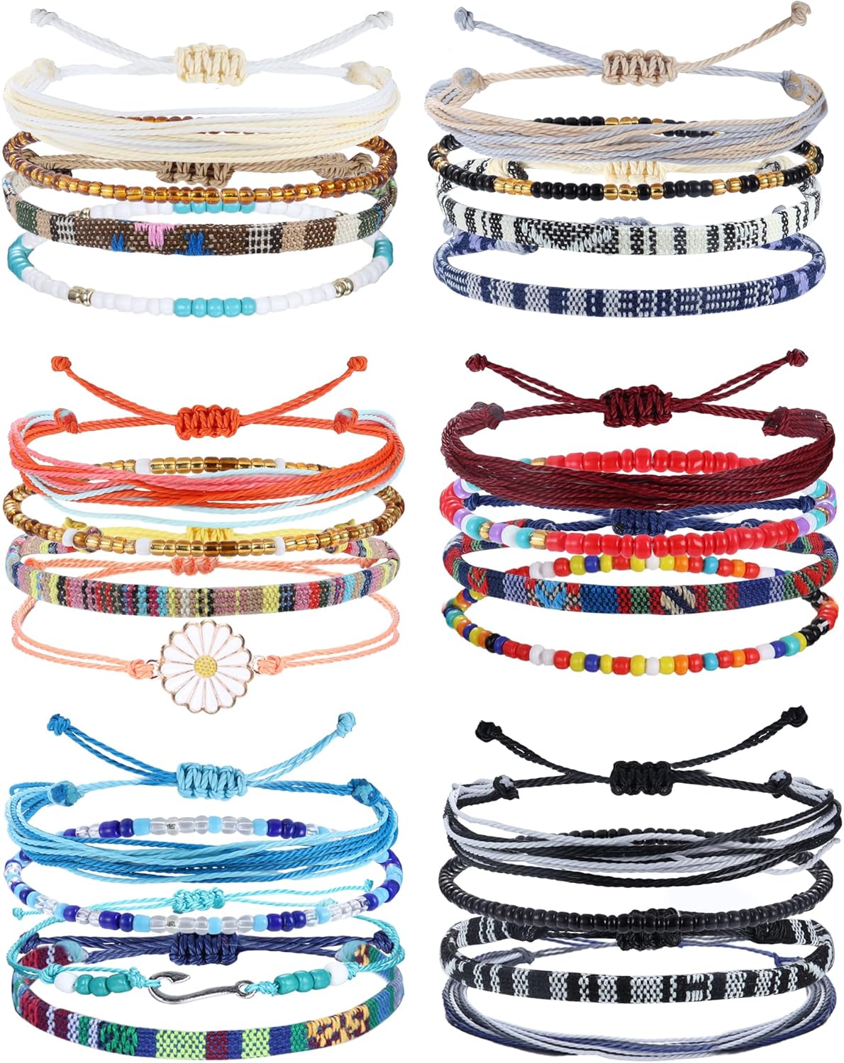 LOLIAS 24 Pieces Waterproof String Bracelets for Women