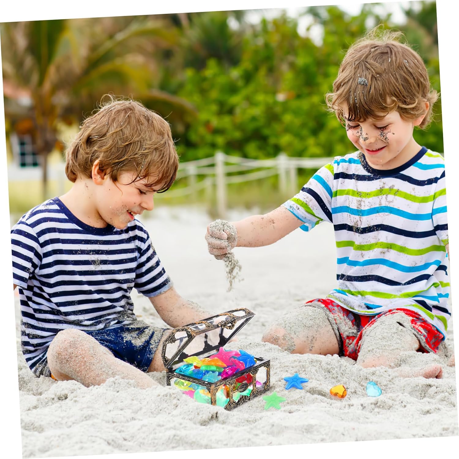 BESTonZON Pirate Treasure Chest Diving Gems Party Favors