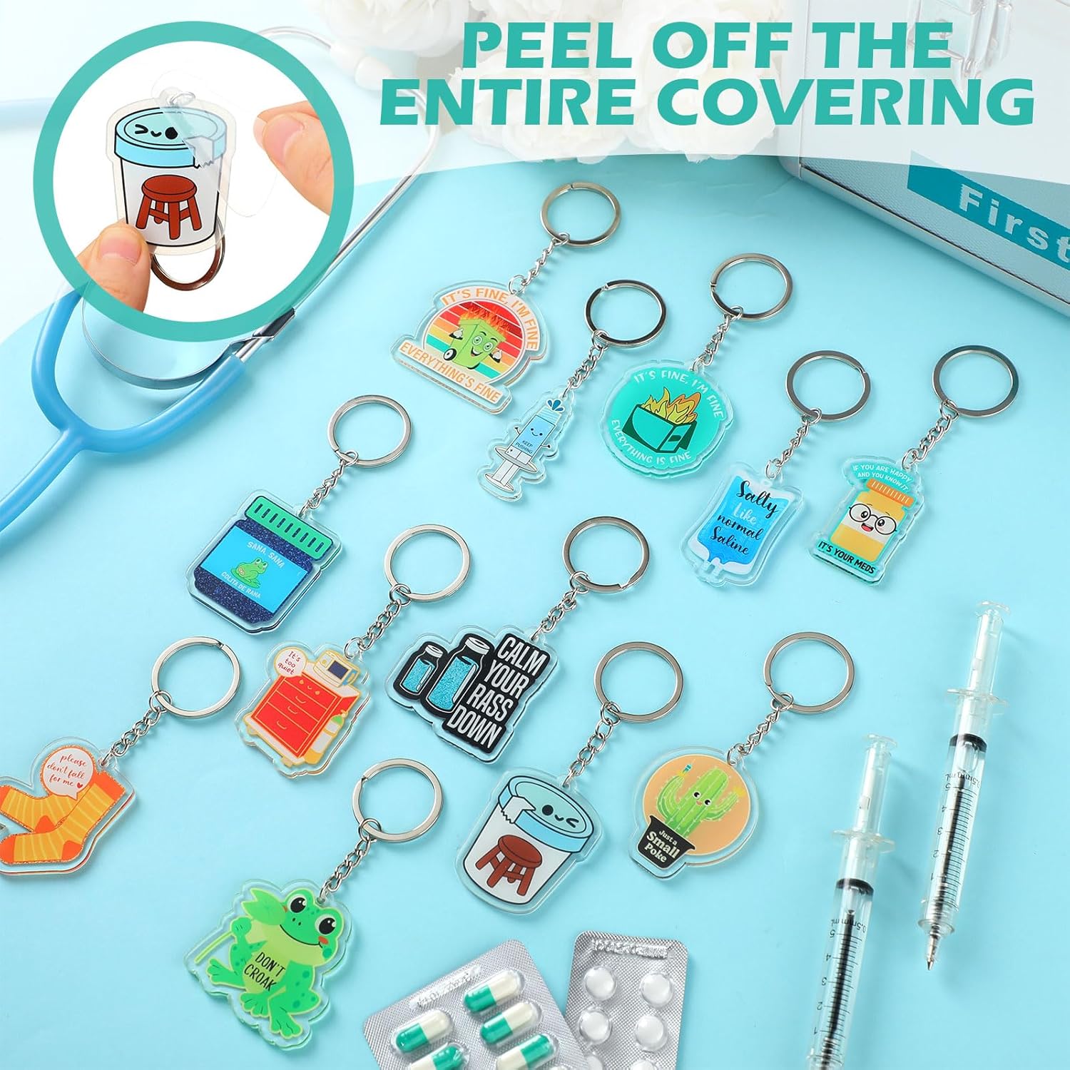 Sureio 36 Pcs Funny Nurse Keychains for Women