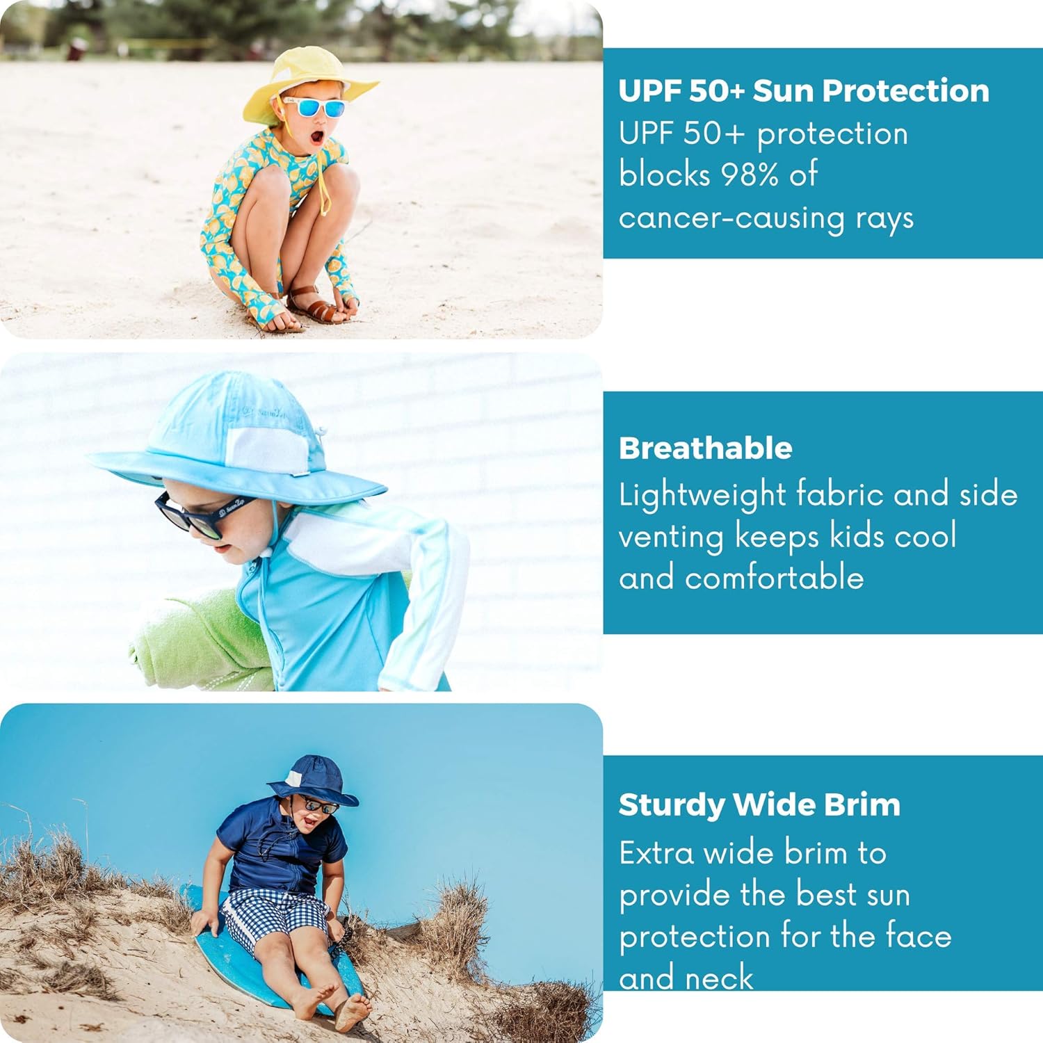SwimZip Wide Brim Sun Hat for Kids with UPF 50 Protection 1