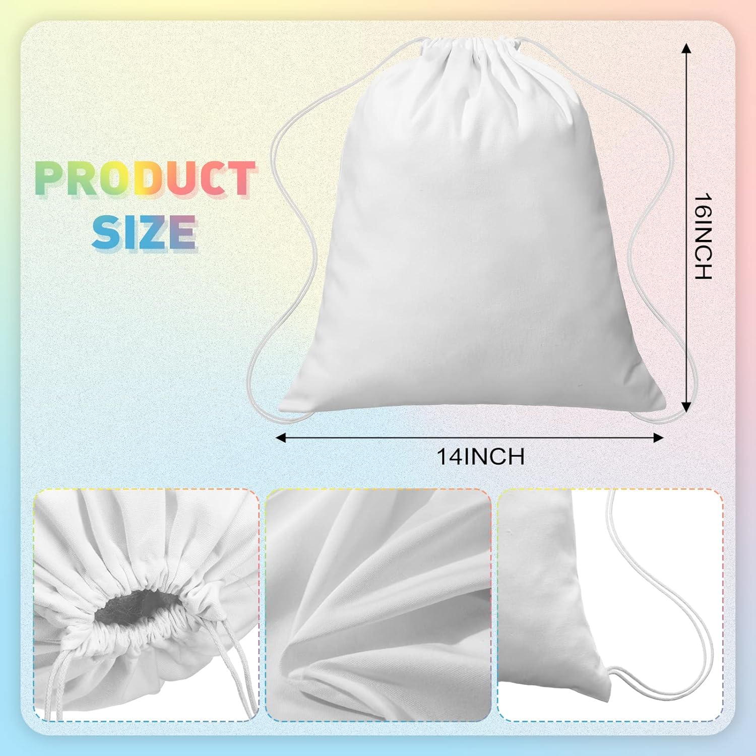 Saintrygo 12-Pack White Drawstring Tote Bags for Tie Dye and DIY