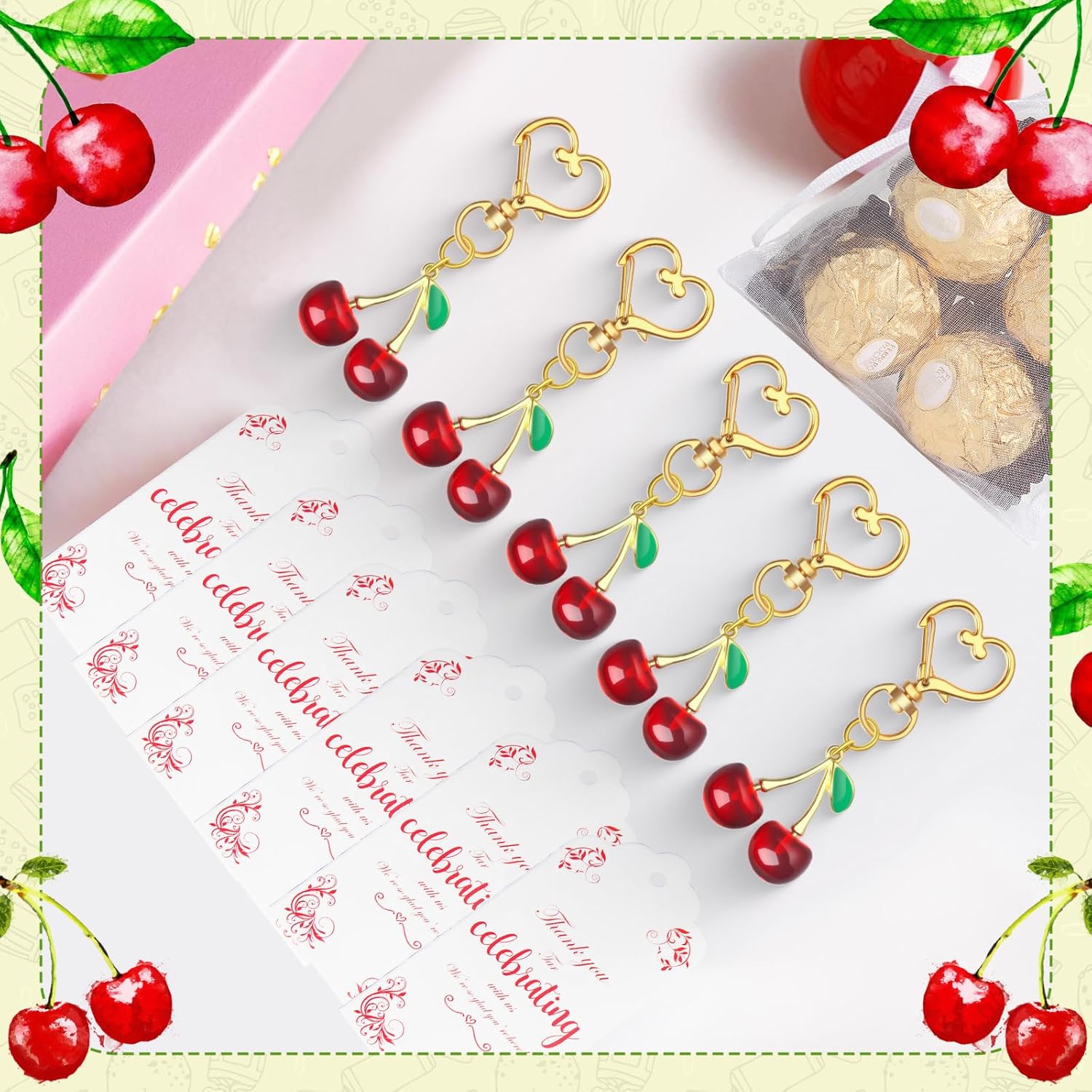 Portable Resin Alloy Cherry Keychain Decorations