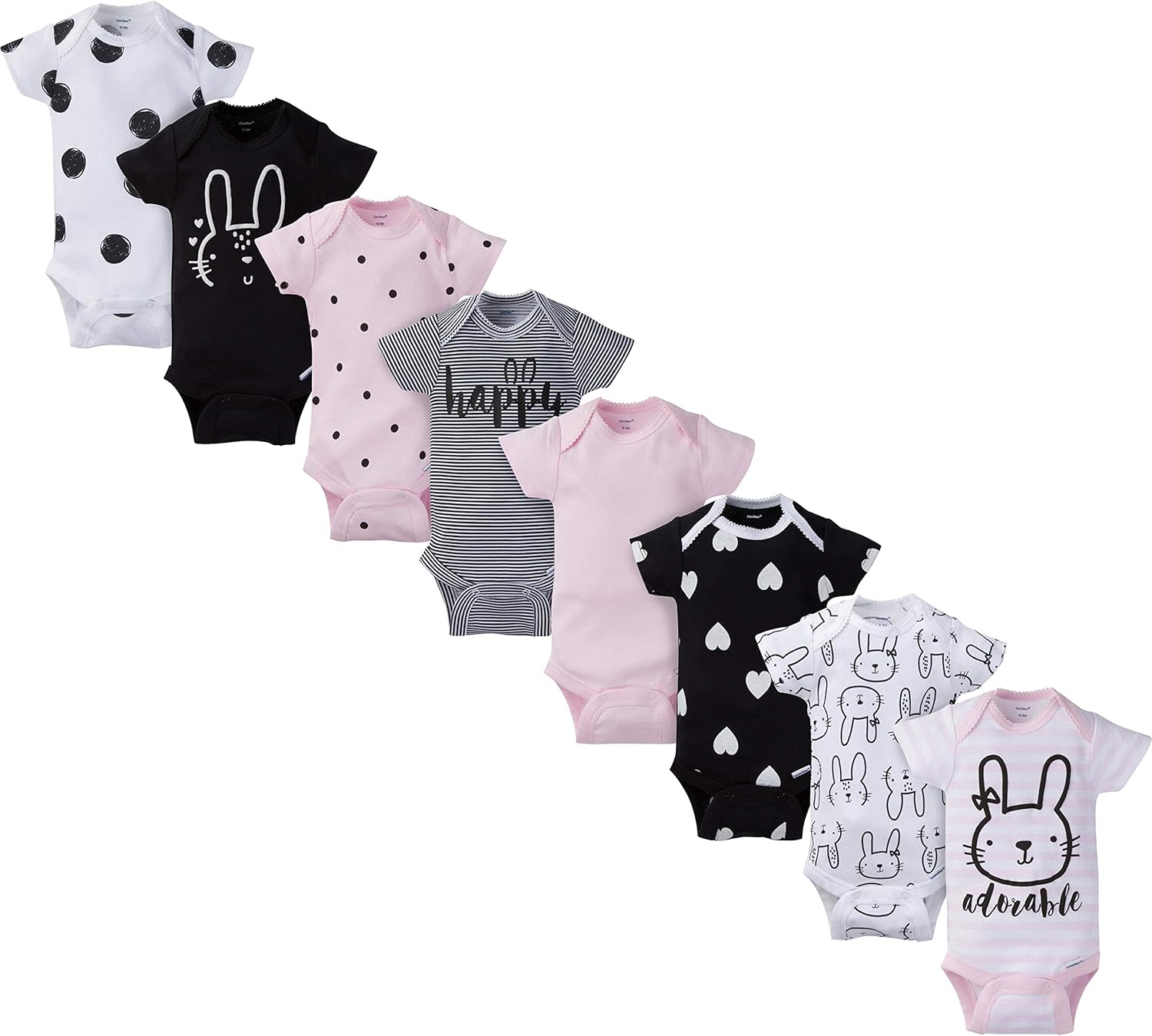 Gerber Baby Girls 8-Pack Short Sleeve Onesies Bodysuits