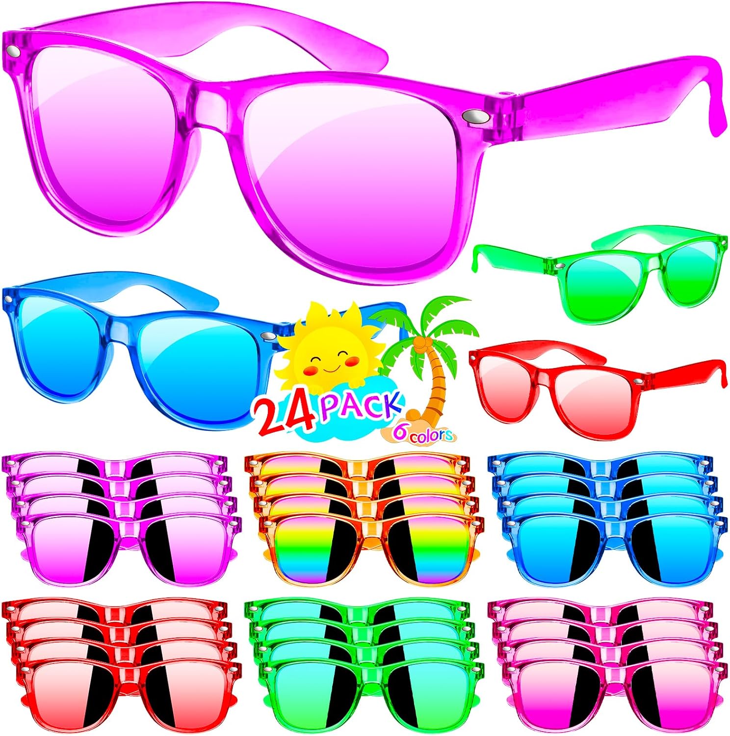 Kids Sunglasses 24 Pack with UV400 Protection